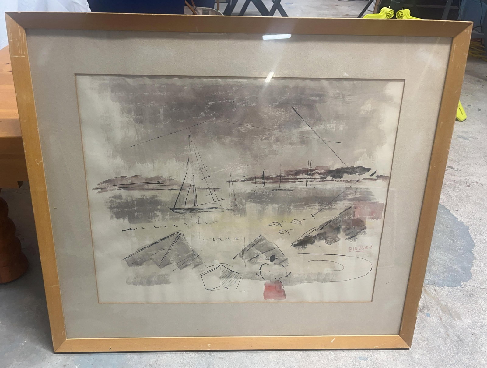 Signed Alfred Birdsey Artwork, INV. 1295: Approx. 26 x 30 x 1 inches.