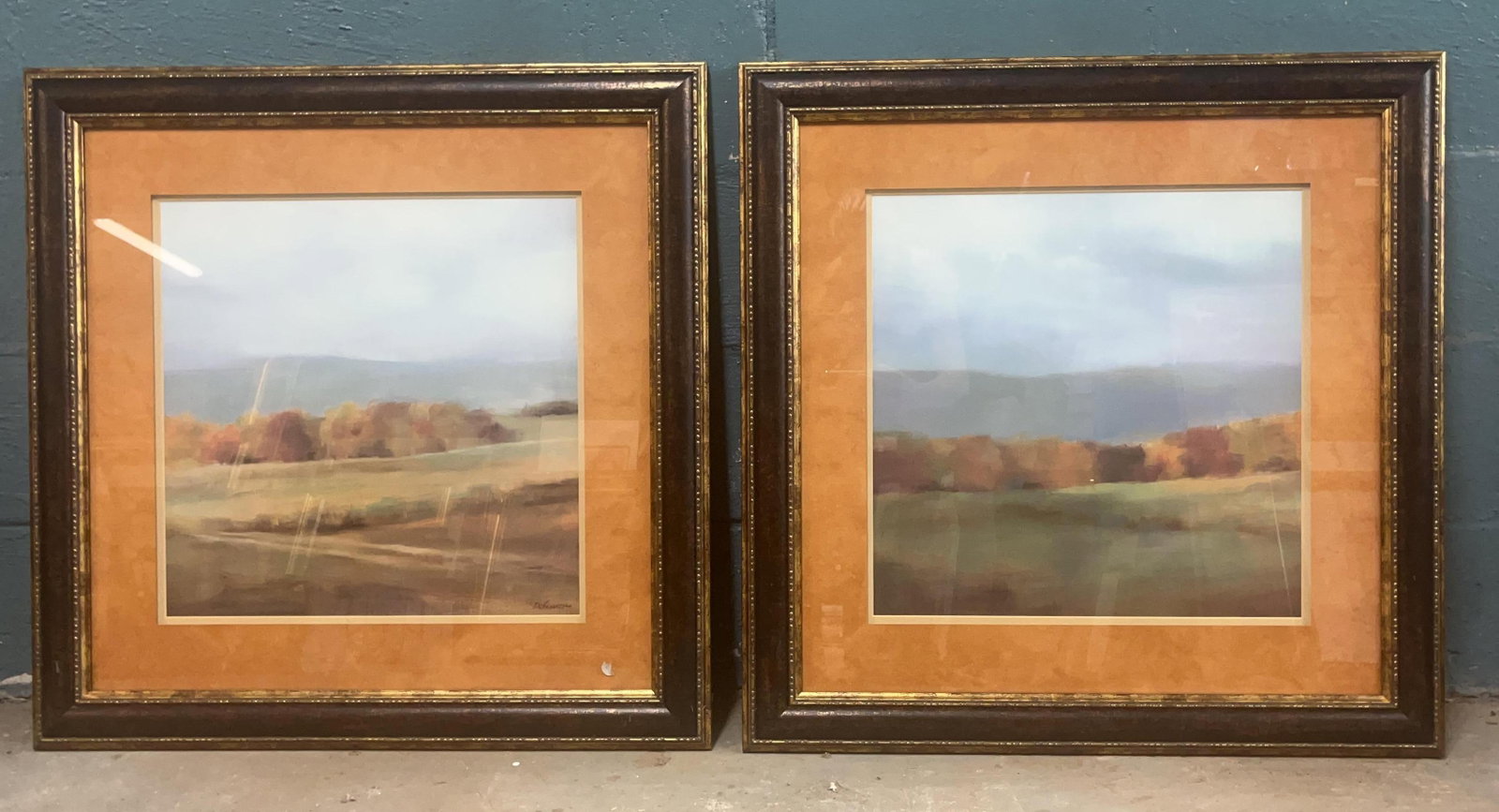 Two Landscapes, Matching Mats and Frames, INV. 1289: Patrick Allen Fine Art Collection label to verso, both. Both approx. 29 x 29 x 1.5 inches.
