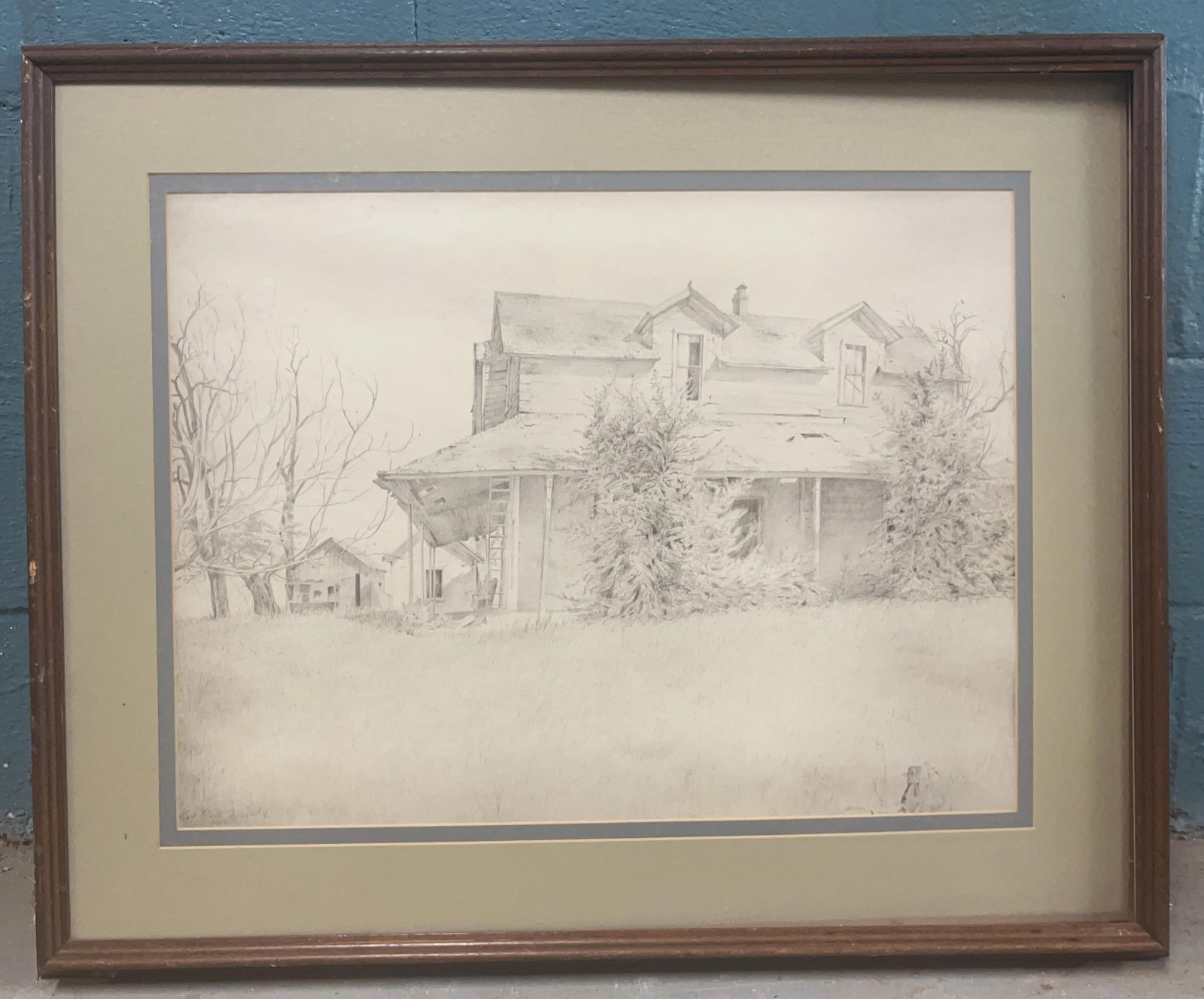 Signed Roy Gene Franks Pencil on Paper, INV. 1293: Signed to lower left. Approx. 27 x 32.5 x 2 inches.