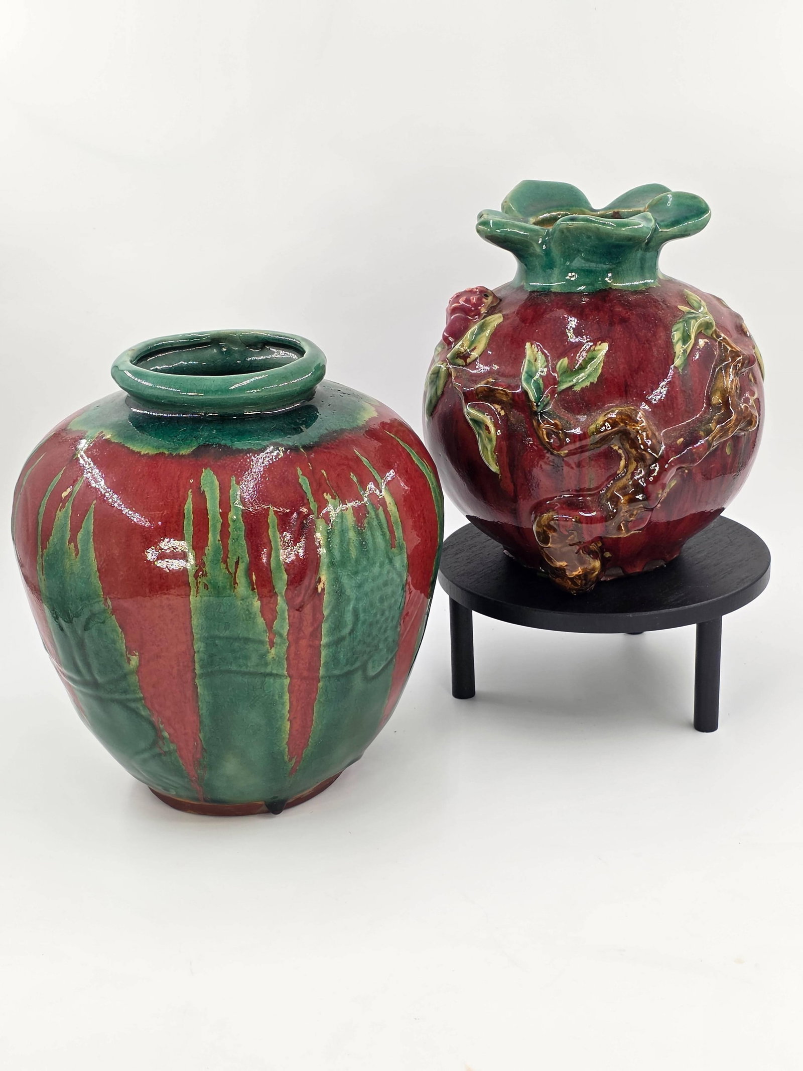 Majolica Vases, INV. 1176: Approx. height of tallest 9 3/4".