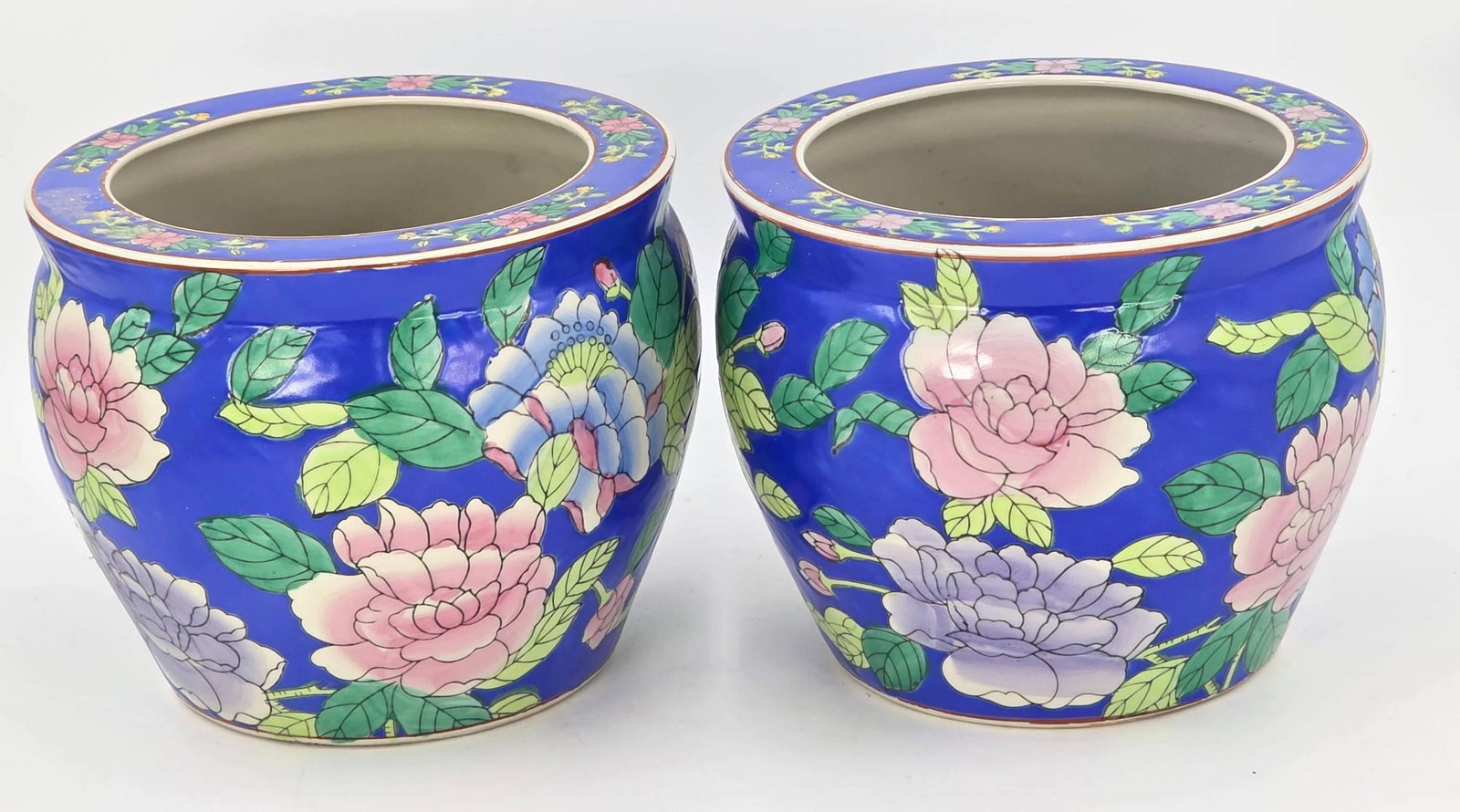 Vintage Chinoiserie Planters, INV. 1279: Each approx. 6.5 x 8.5 x 8.5 inches.