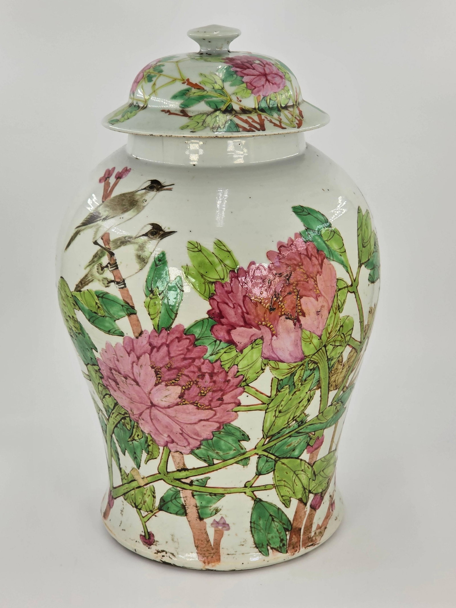 Chinese Famille Rose Porcelain Ginger Jar with Birds and Floral Design, INV. 1300 (1 of 11)