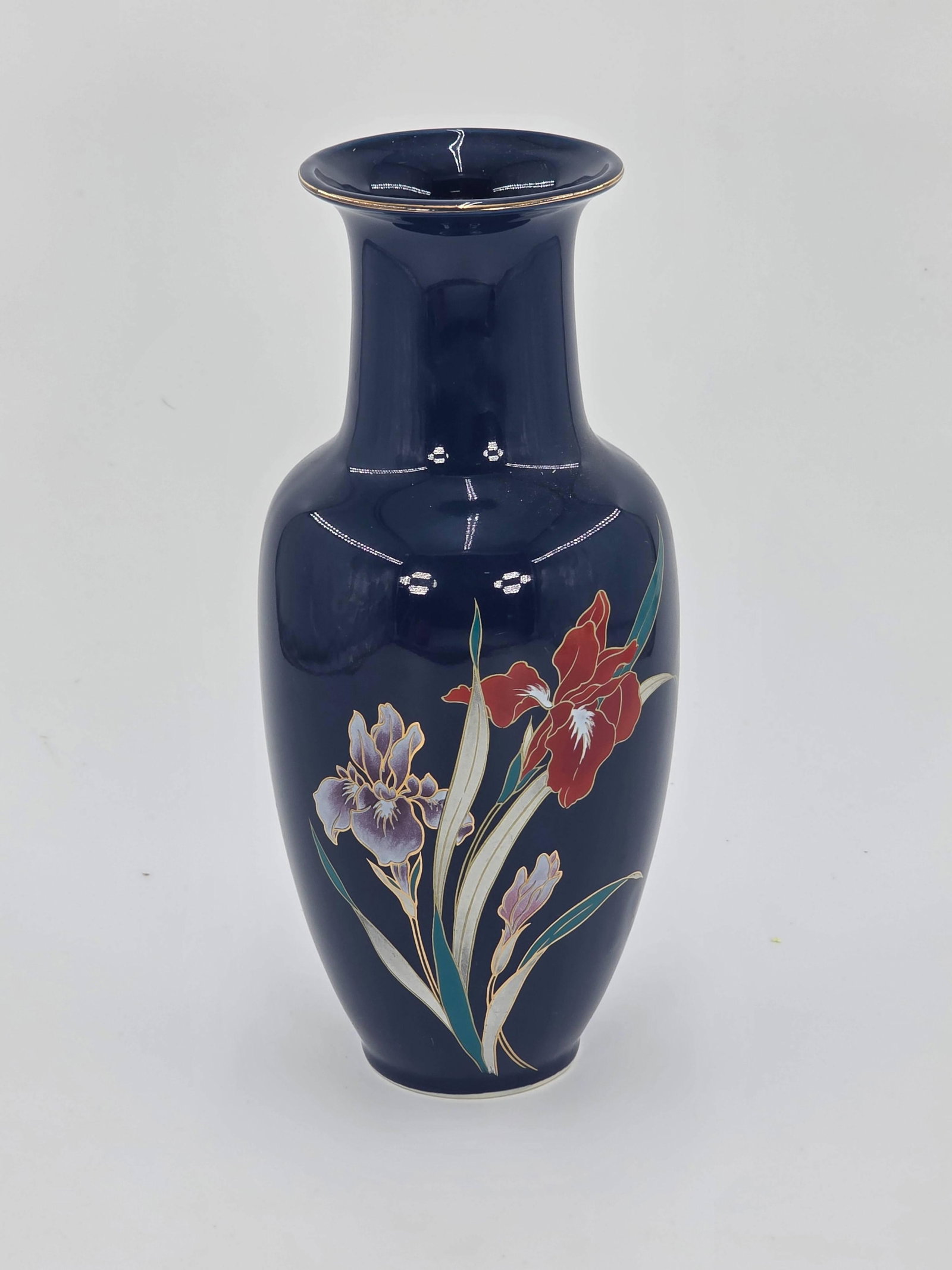 Japanese Vase, INV. 1093: Floral design. Approx. height 10 1/2" With marking.
