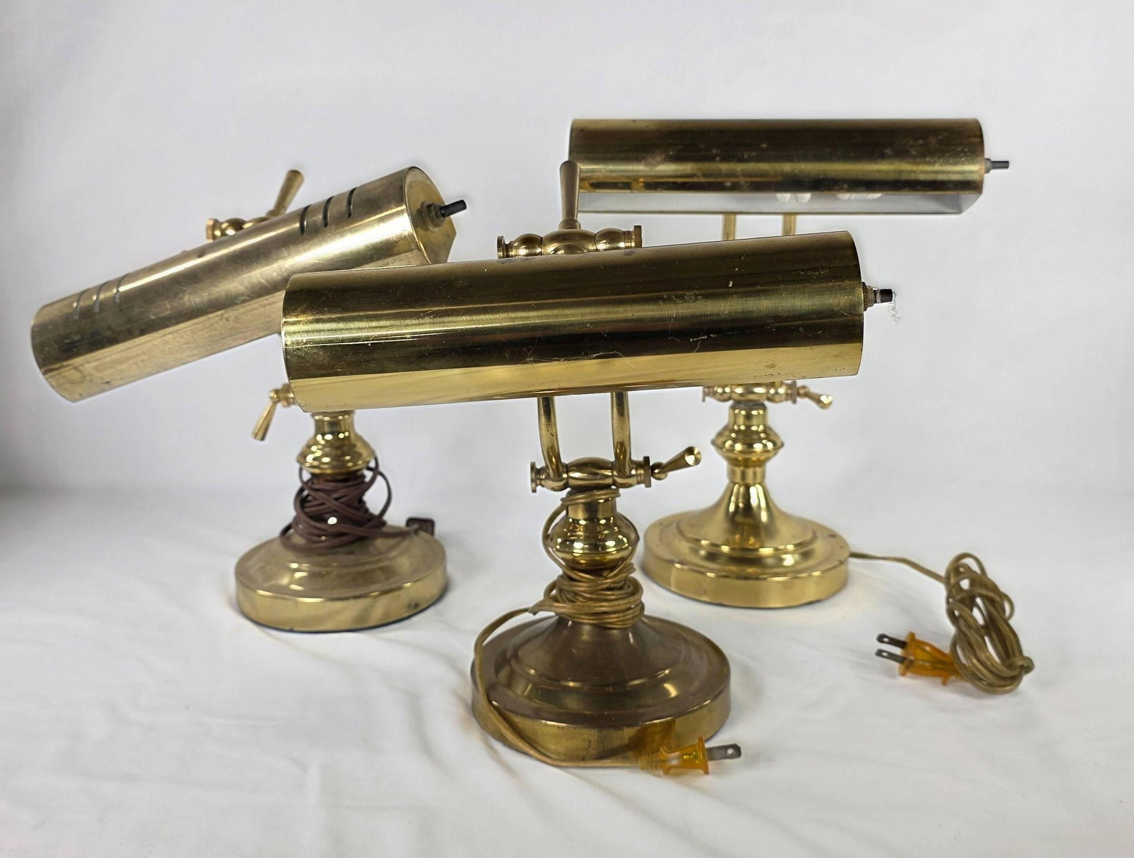 3 Brass Student Lamps, Adjustable Height, INV. 1166 (1 of 2)