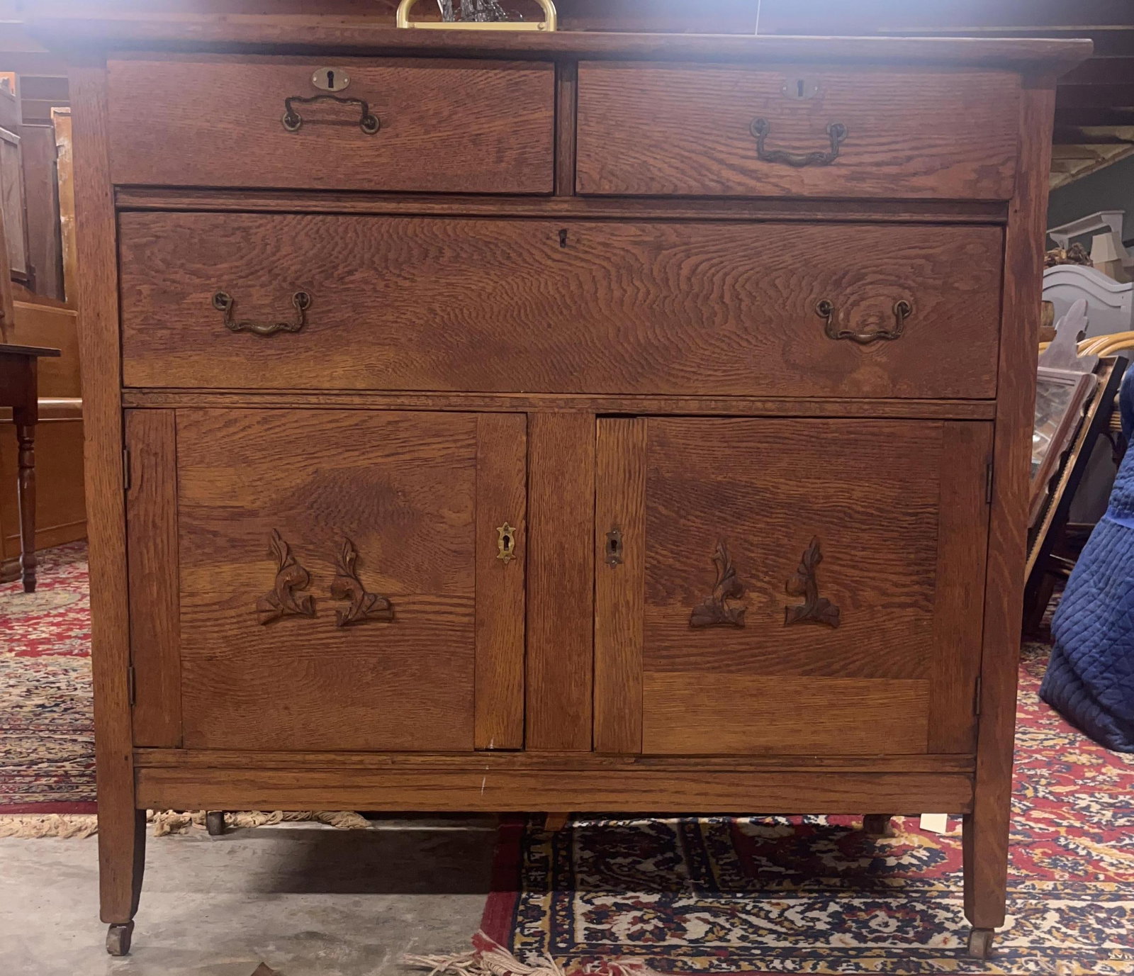Antique Oak Buffet, INV. 3041 (1 of 2)