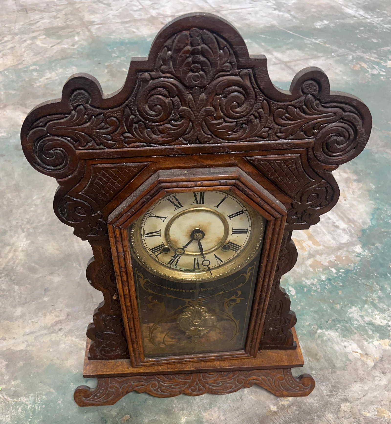 Antique Clock, INV. 3037: Approx. 22 x 15 x 4 inches.
