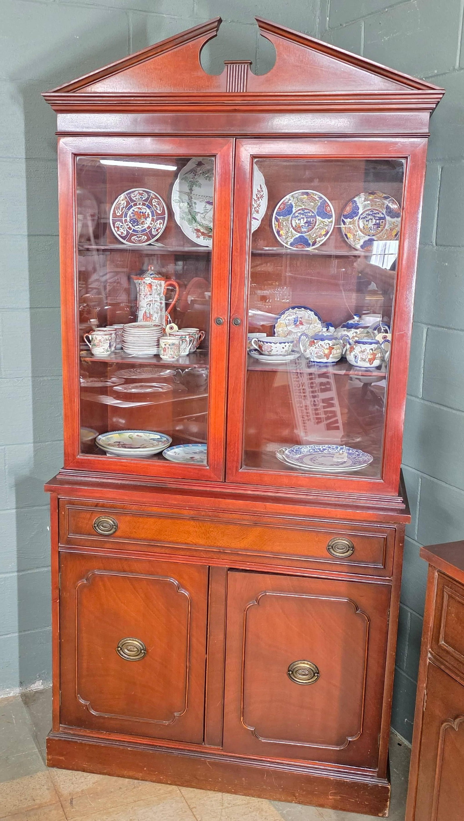 Mahogany China Cabinet, Vintage, INV. 3016: Not including contents. Approx. 76 x 36 x 16 inches.
