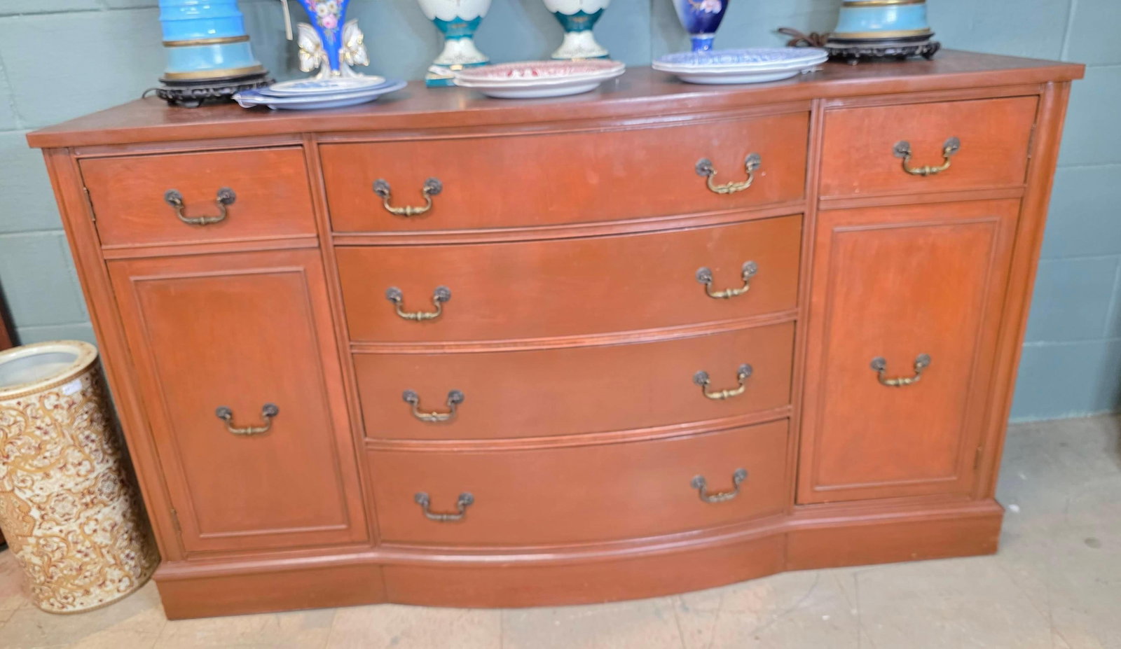 Mahogany Bowfront Buffet, Vintage, INV. 3021 (1 of 6)