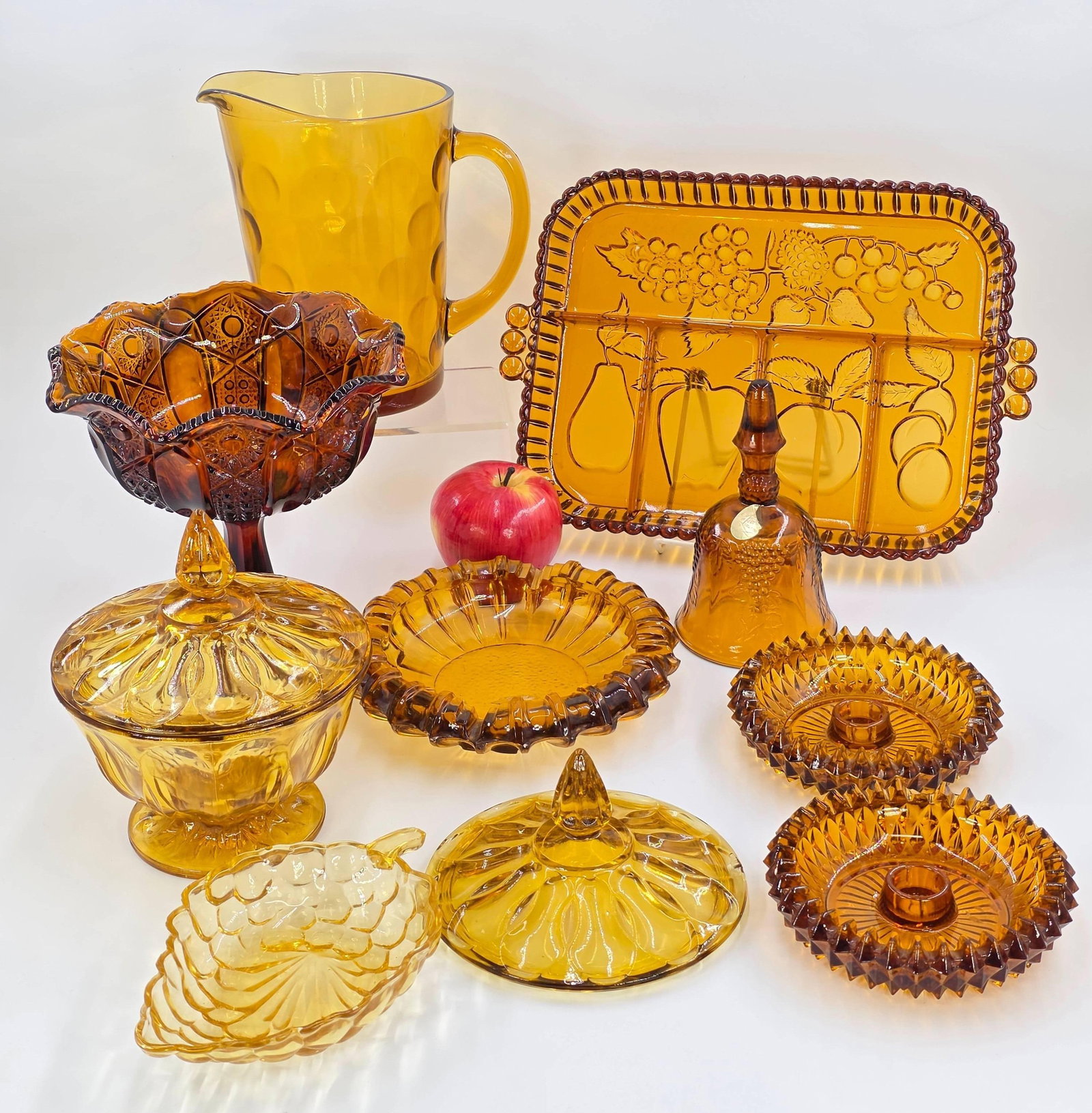 Indiana Glass Amber Assortment, 11 pieces, Vintage, INV. 1209 (1 of 6)