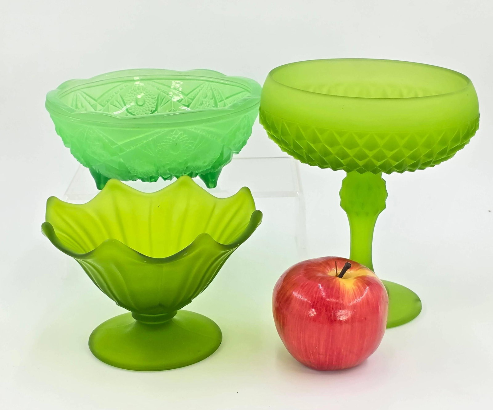 Jeanette Glass Hobstar Pattern, Westmoreland Lotus, Indiana Glass Satin Vintage Assortment, INV. (1 of 6)
