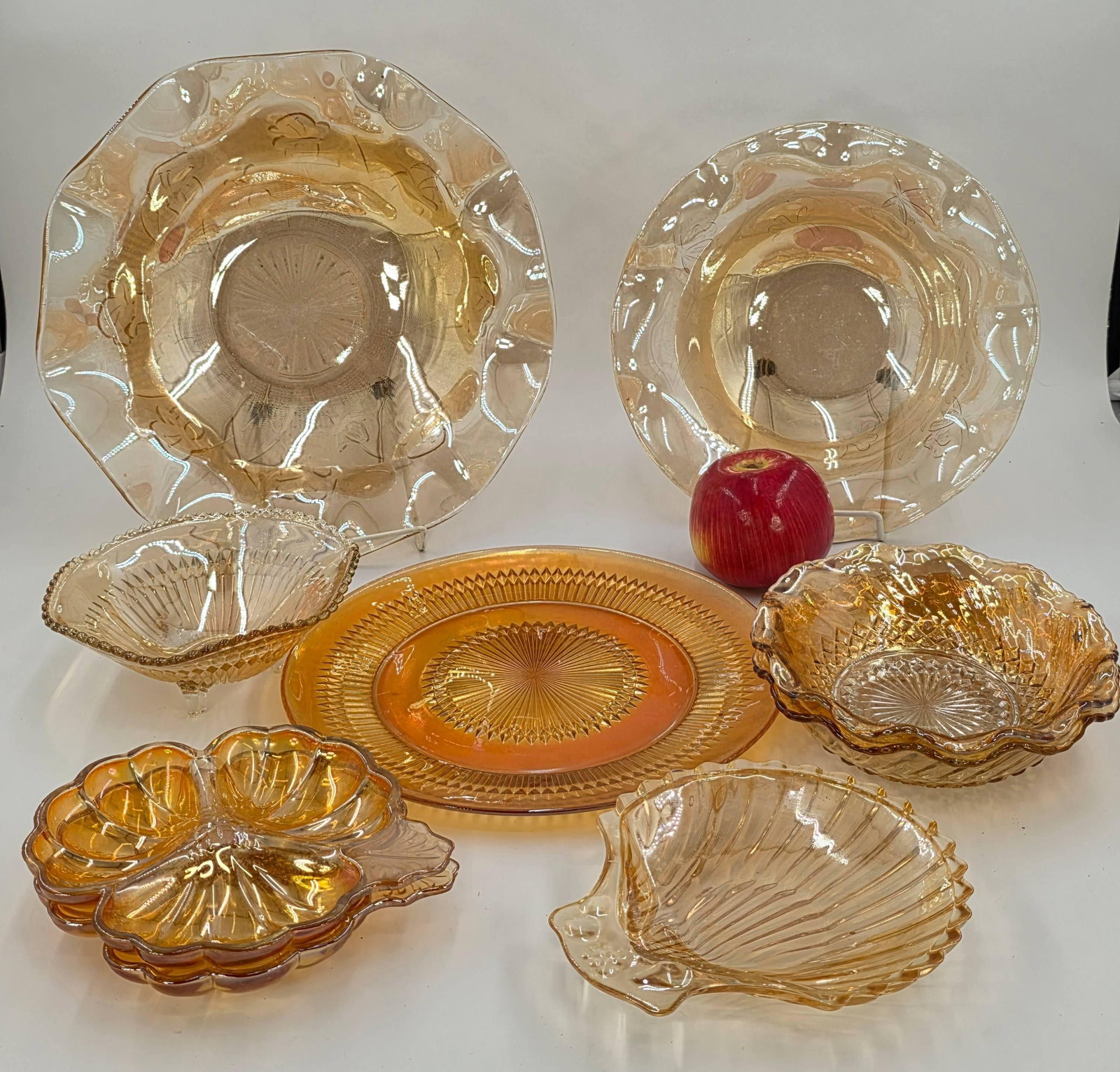 Carnival Glass incl. Jeannette Glass, Anchor Hocking and more, 8 pieces, Vintage, INV. 1204 (1 of 6)