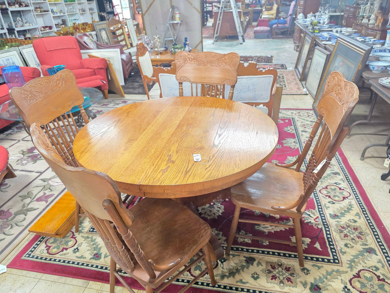 Rare Set of 4 Golden Oak Art Nouveau Dining Chairs, INV. 3057: Approx. 41.5?x 20.5 x 20 inches