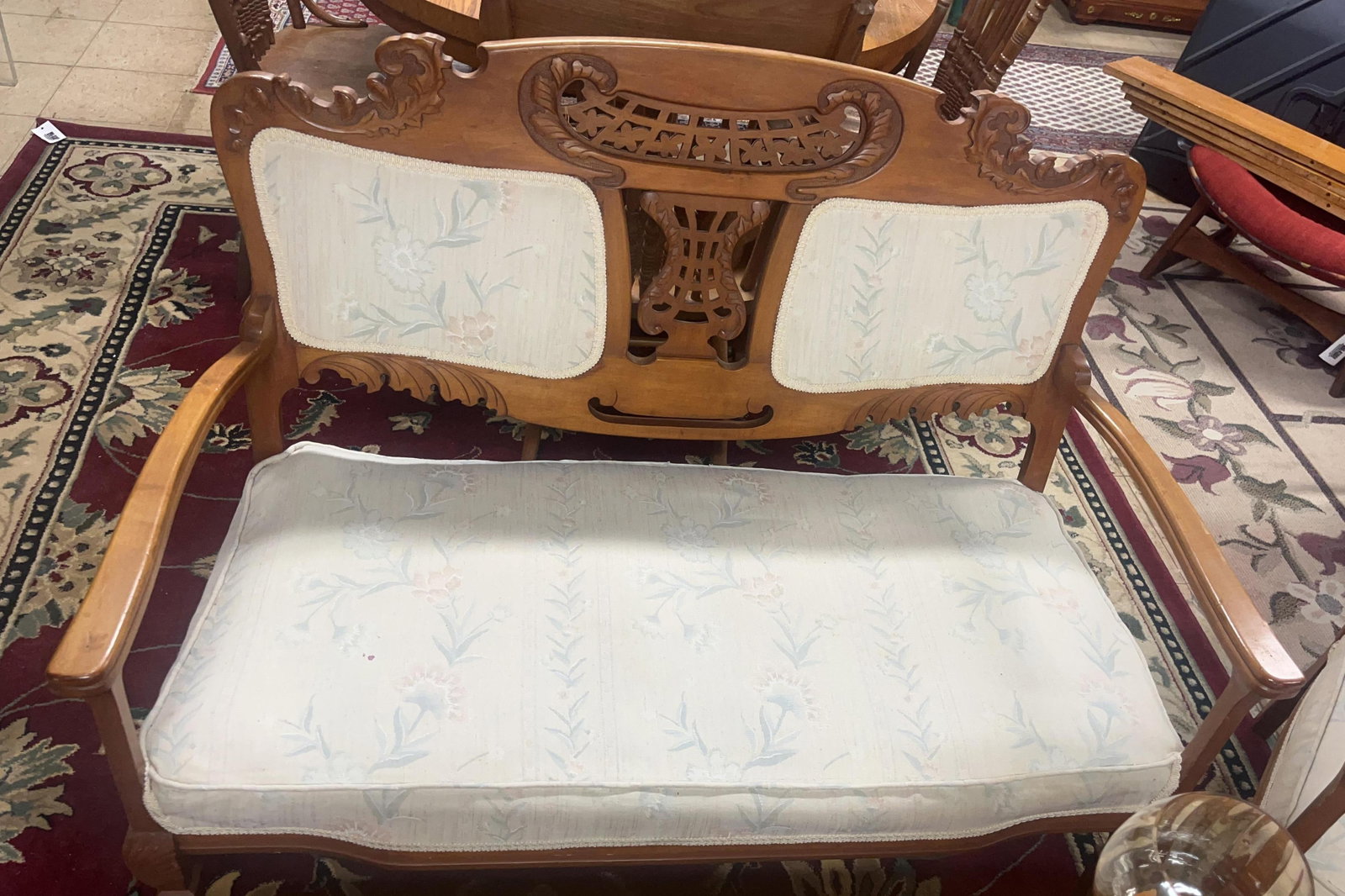 Vintage Loveseat and Matching Chair, INV. 3040: Loveseat approx. 36 x 48 x 24 inches.