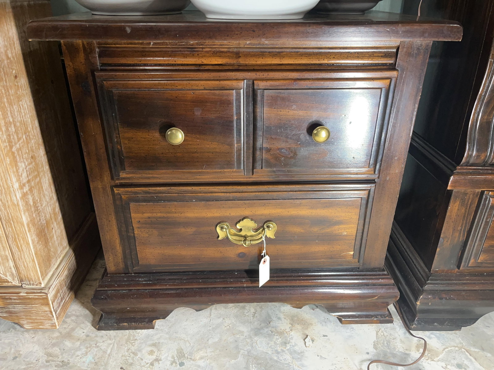 Wood Night Stand, INV. 3032: Not including contents. Approx. 26 x 27 x 16 inches.