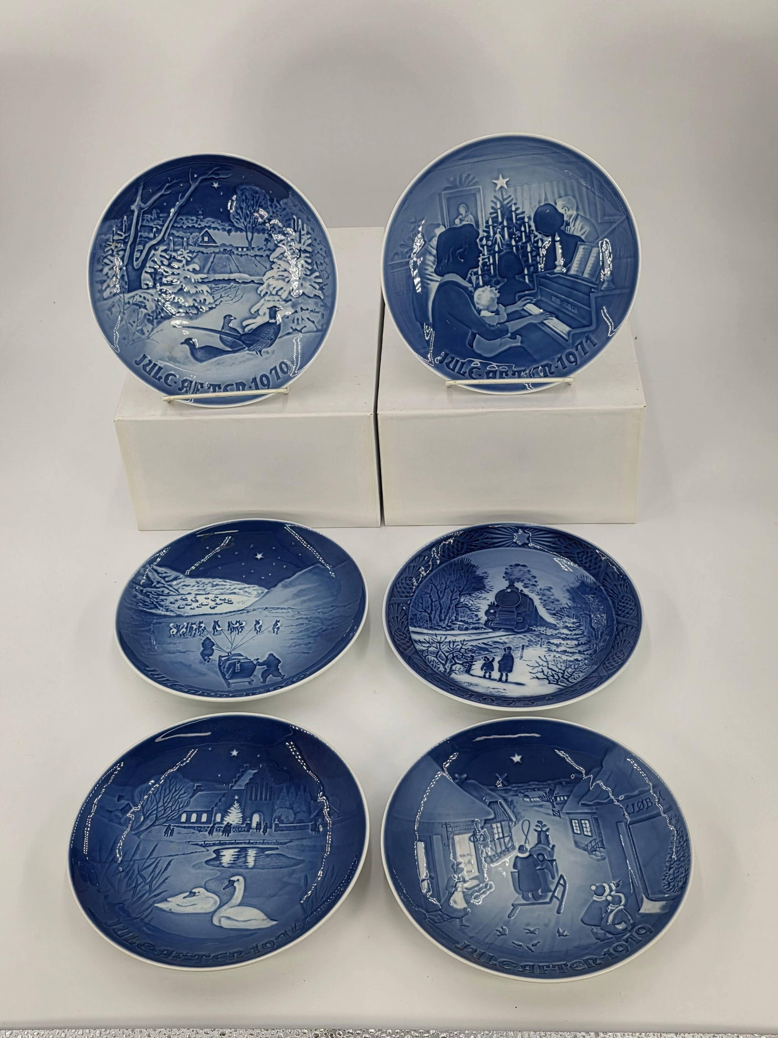 7 Copenhagen Christmas Plates, INV. 1043: Approx. 7 1/8" dia.