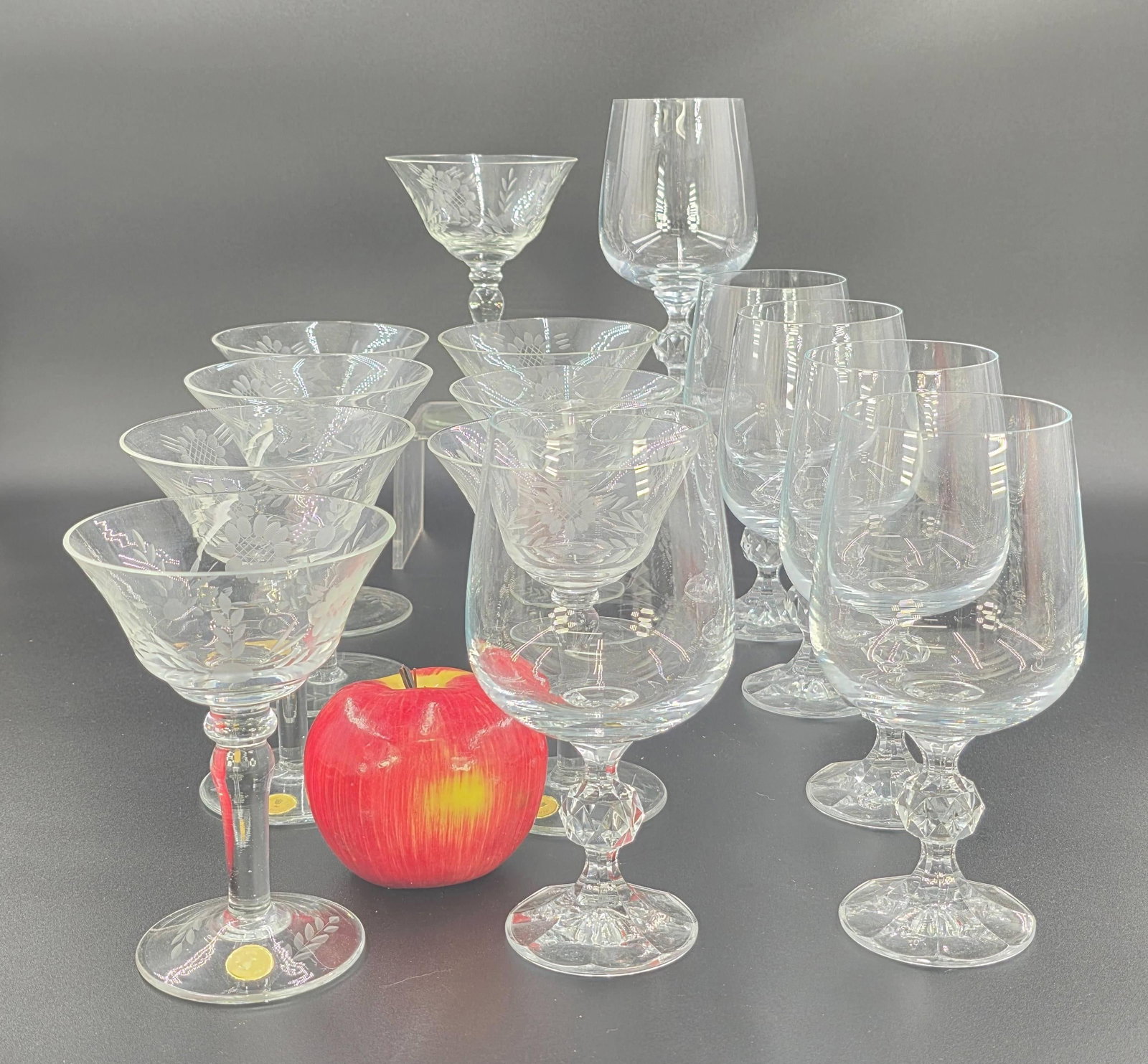 Crystal Stemware Glasses and Water Goblets, INV. 1218: Approx. height of goblet 6 5/8".
