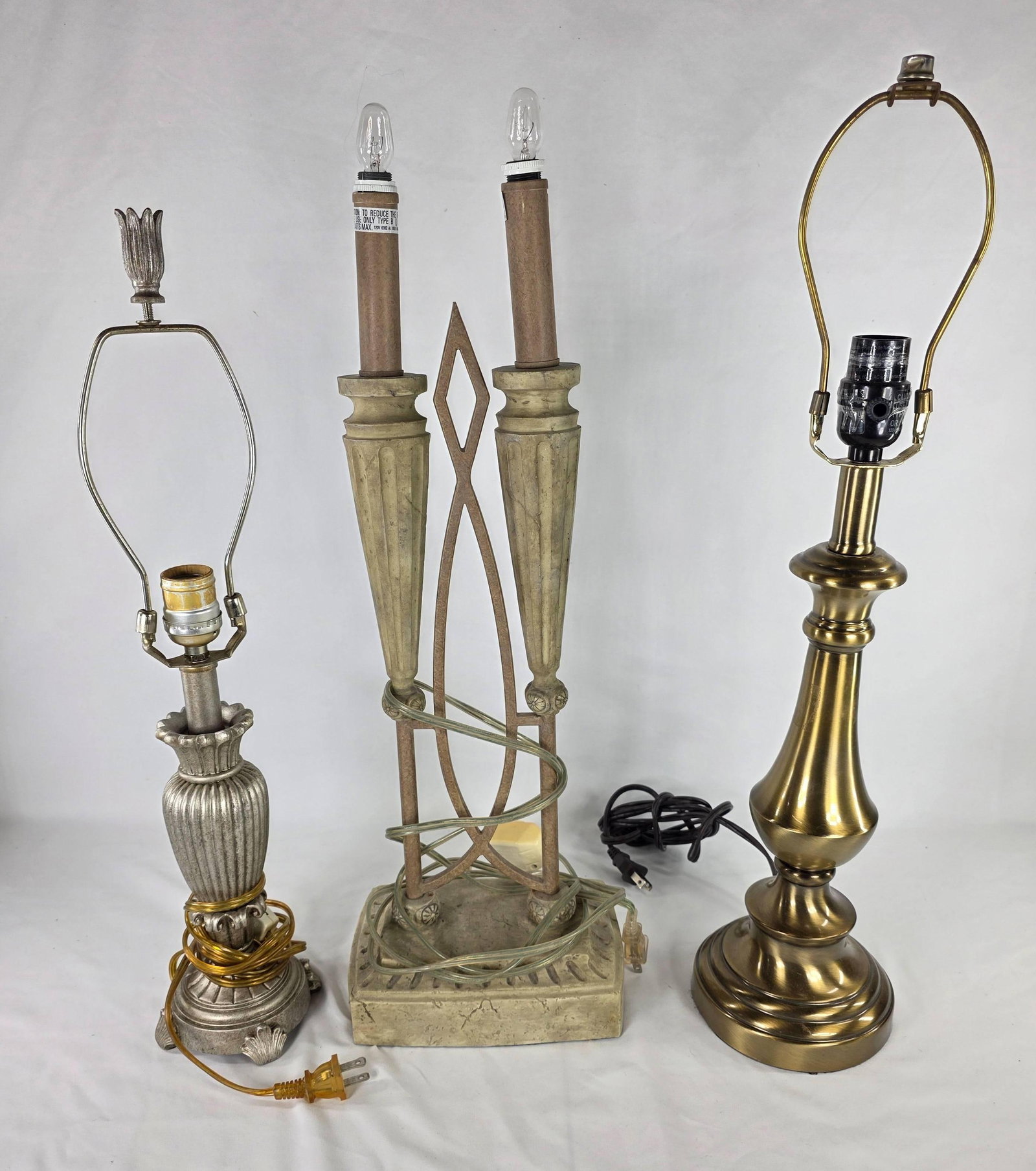 3 Designer Lamps, INV. 1165: Approx. height to top of tallest finial 24".