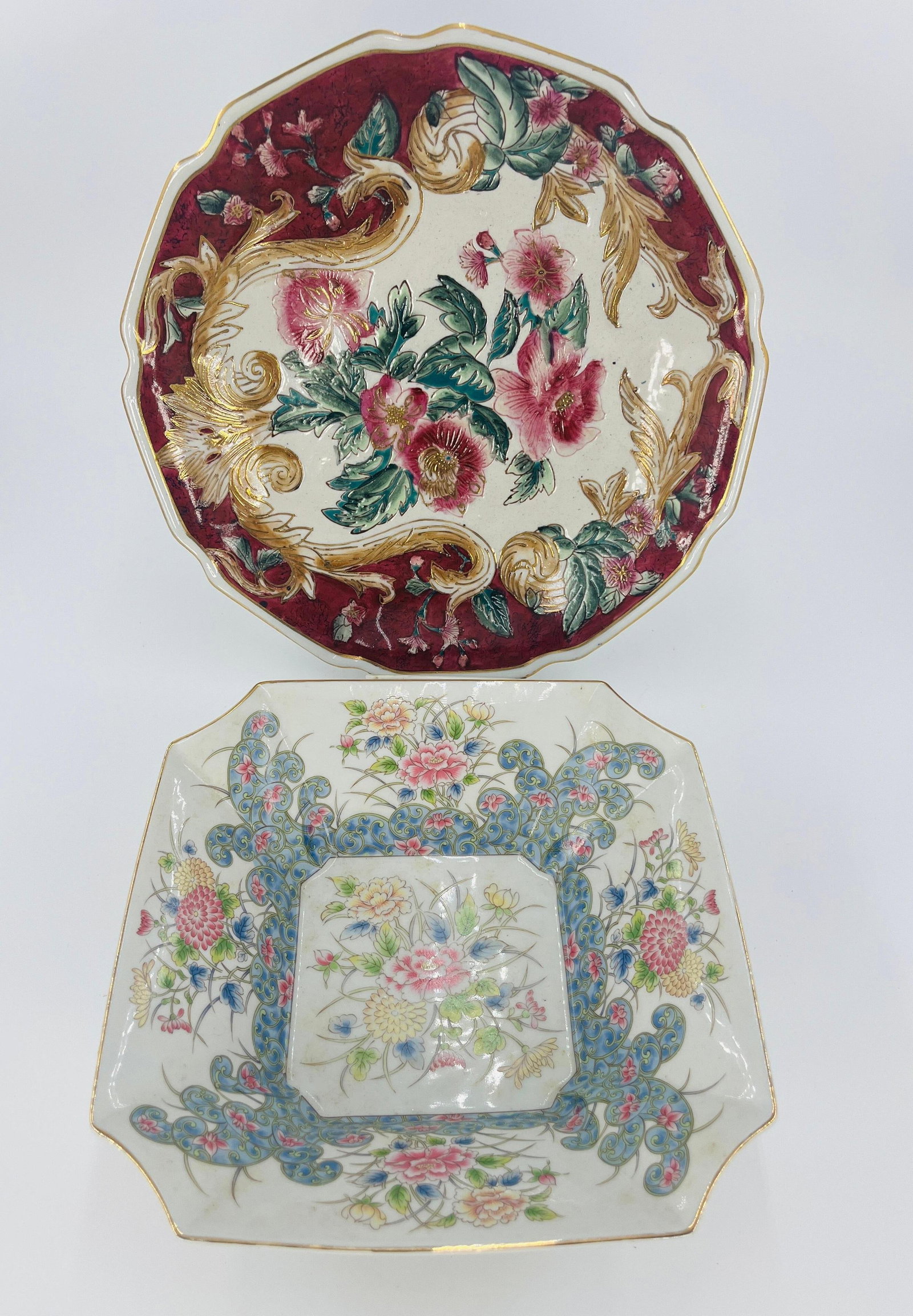 Asian Serving Plate and Bowl, INV. 1243: Approx. dia. of serving plate 12 5/8". With marking.