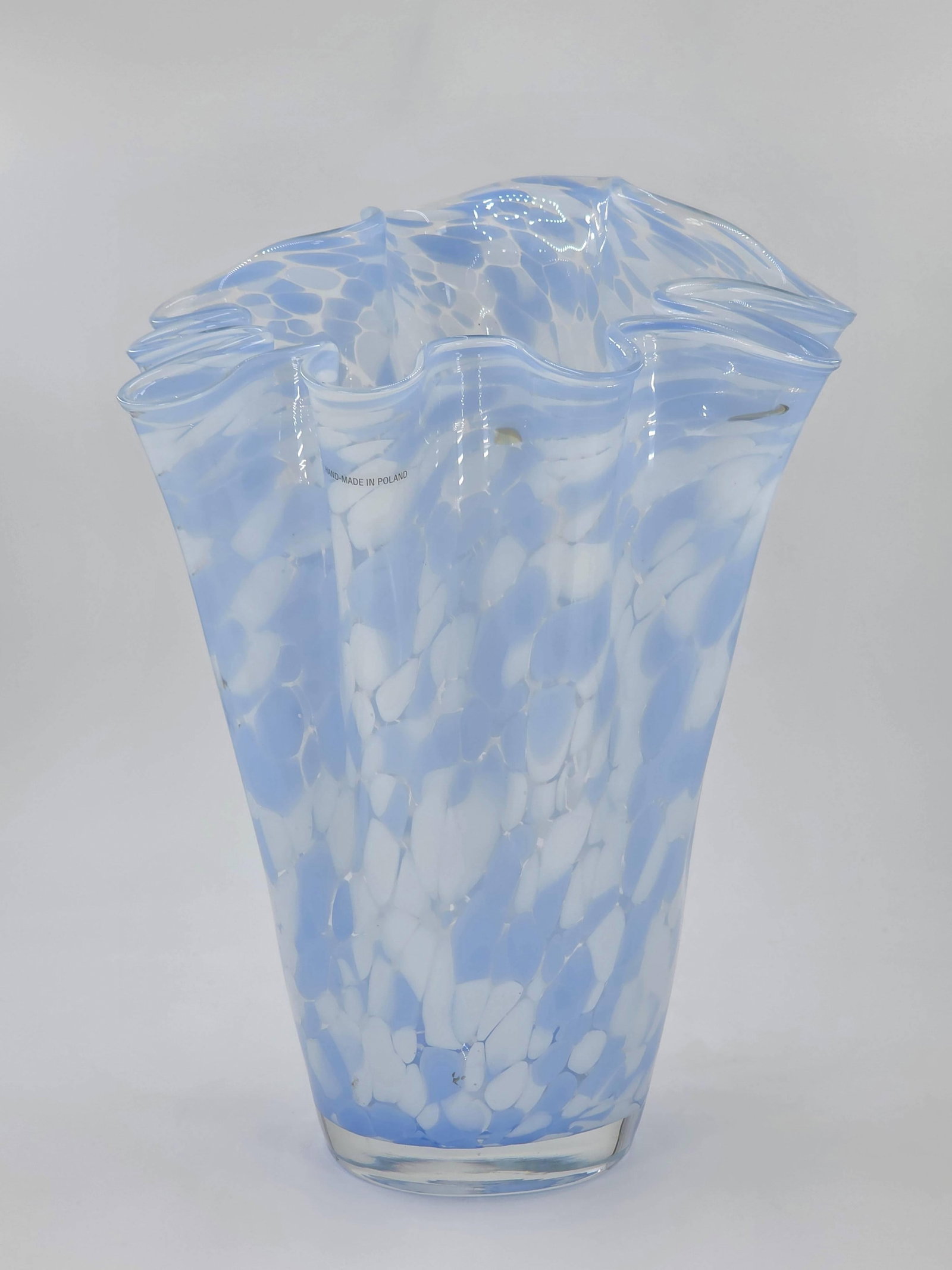 Hand-Blown Polish Glass Vase, possibly Krosno or Josefina Glass Works, INV. 1281: Approx. 14.25 x 11 x 11 inches