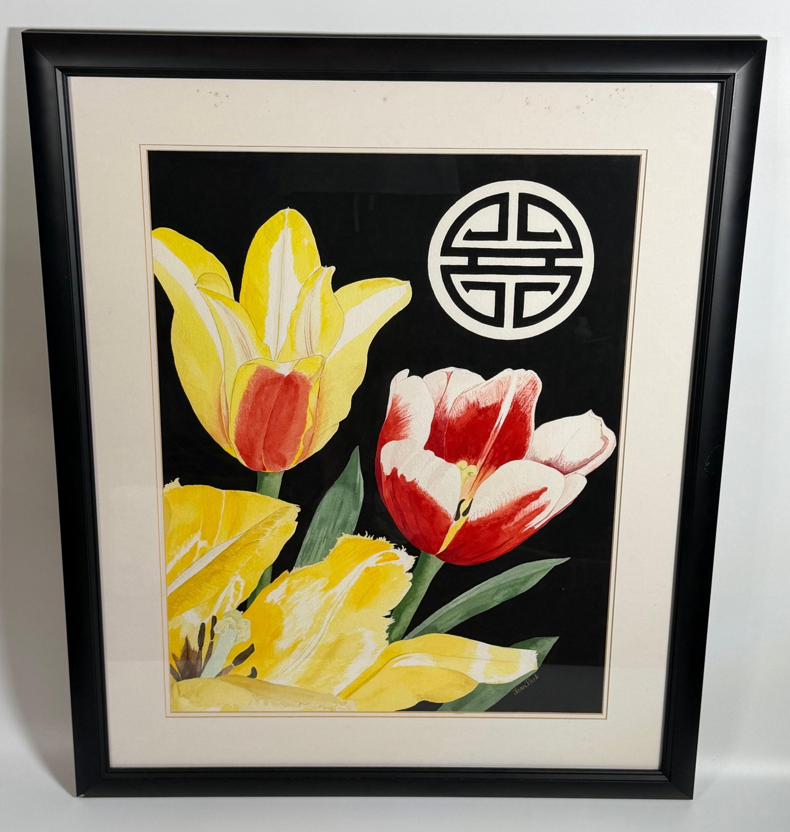 Jean Park Signed Watercolor on Arches Paper, INV 453: Signed to lower right. Frame approx. 39.75 x 32.5 x 1.25 inches