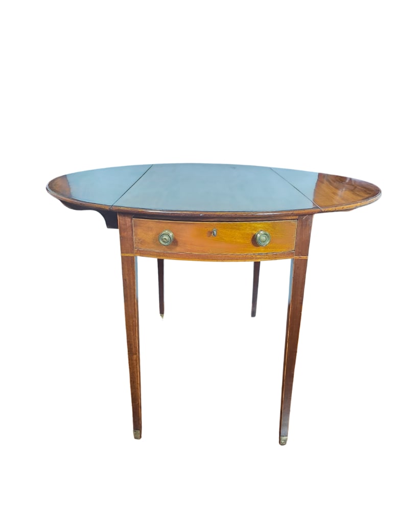 19th Century Pembroke Drop Side Table with 1-Drawer, INV. 55: Each drop side approx. 10.5 inches. Closed approx. 28.25 x 18.5 x 32.25 inches.