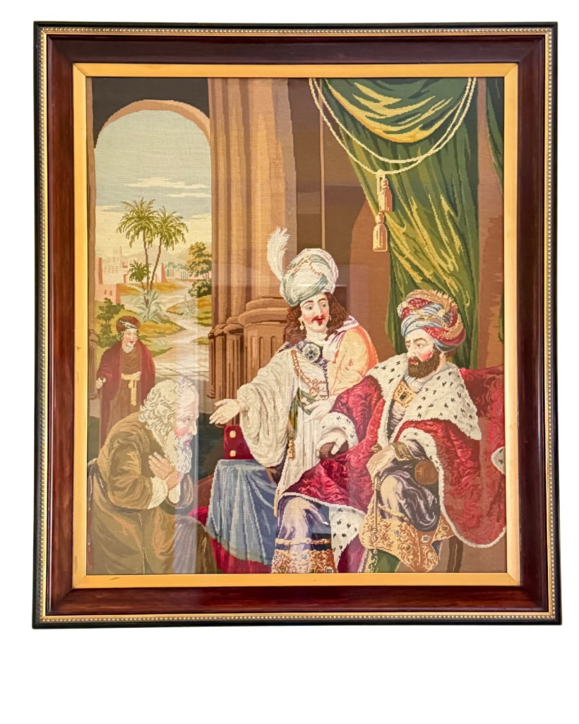 Joseph Presents HIs Father to the Pharaoh Framed Tapestry, INV. 142: Frame approx. 49.75 x 43.25 x 2 inches.