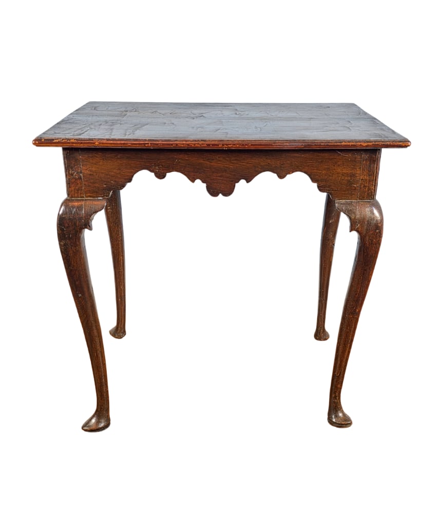 18th Century George II Irish / English Silver Table, INV. 131: Likely George II mid-1700s. Not original top. Approx. 27.5 x 28.5 x 21 inches
