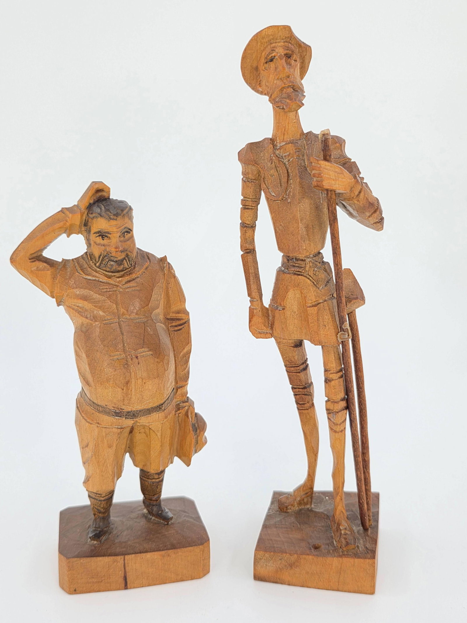 Pair of Spanish Ouro Artesania Carved Figures incl. Don Quixote, INV. 106, 107 (1 of 4)