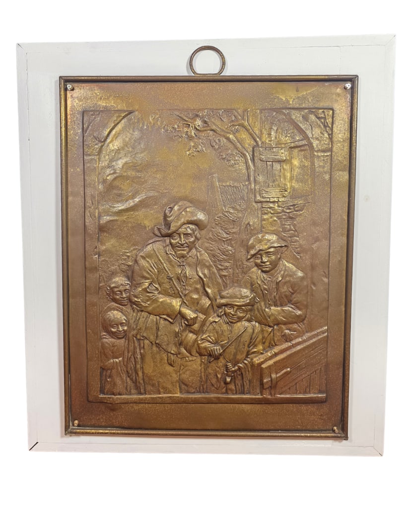 Antique Repousse Brass Fireplace Screen, INV. 46 (1 of 3)