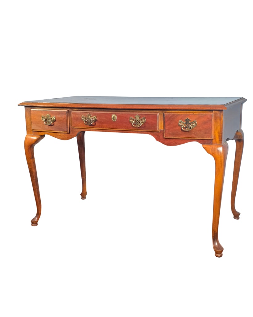 Queen Anne Style 3-Drawer Writing Desk, INV 17: Approx. 29.5 x 46 x 24 inches