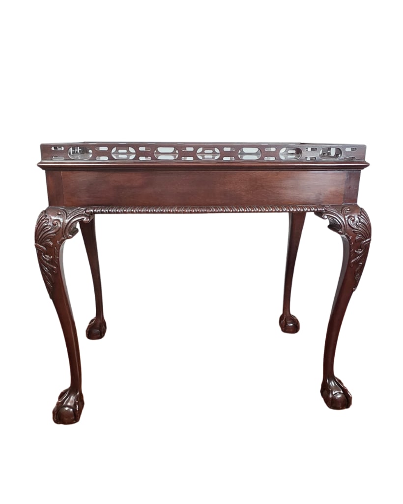 Vintage Councill Craftsman Chippendale Mahogany Tea Table with Ball and Claw Feet, INV. 103 (1 of 7)