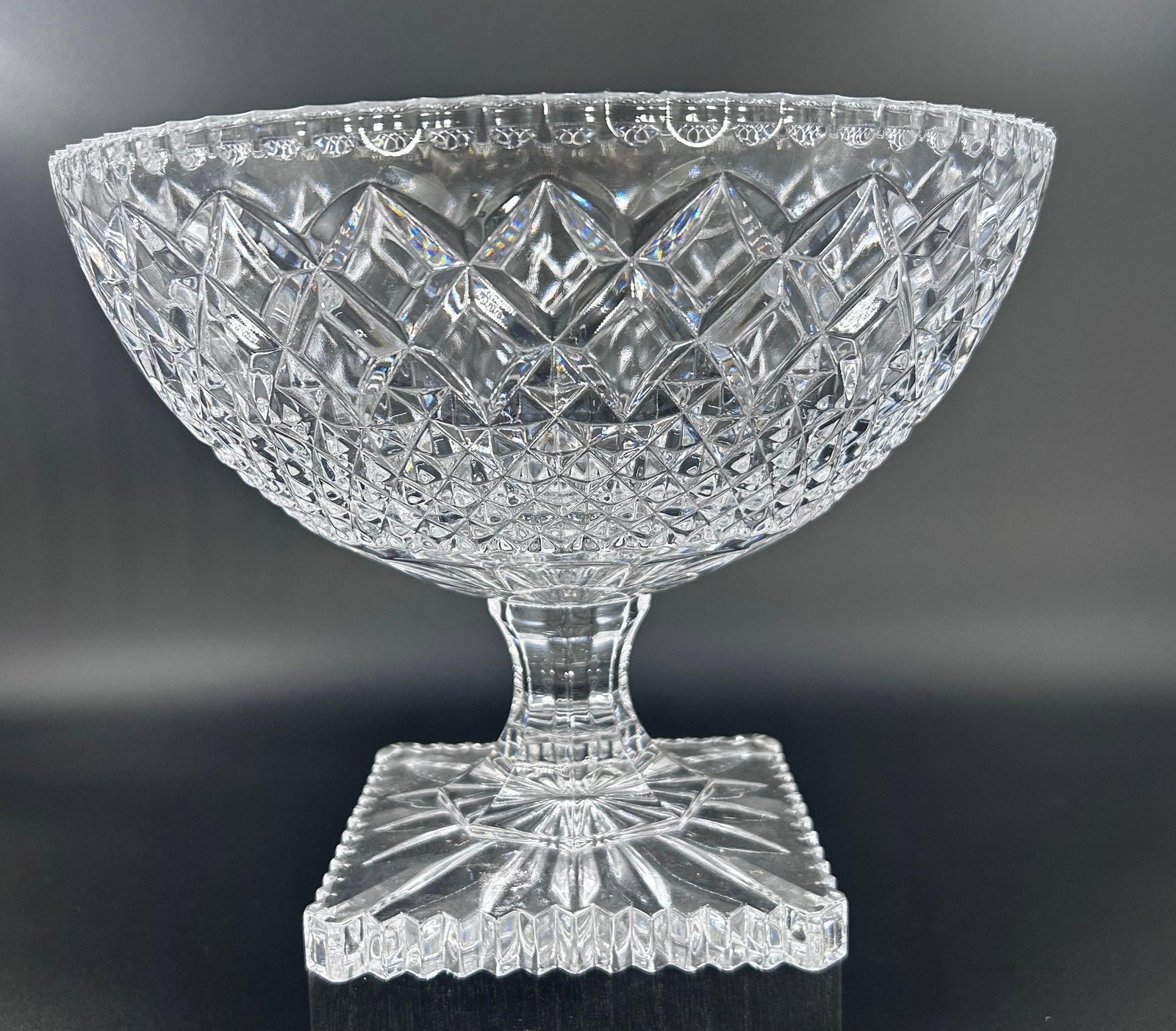 Vintage Bohemian Lead Crystal Footed Compote Bowl, INV. 547 (1 of 5)