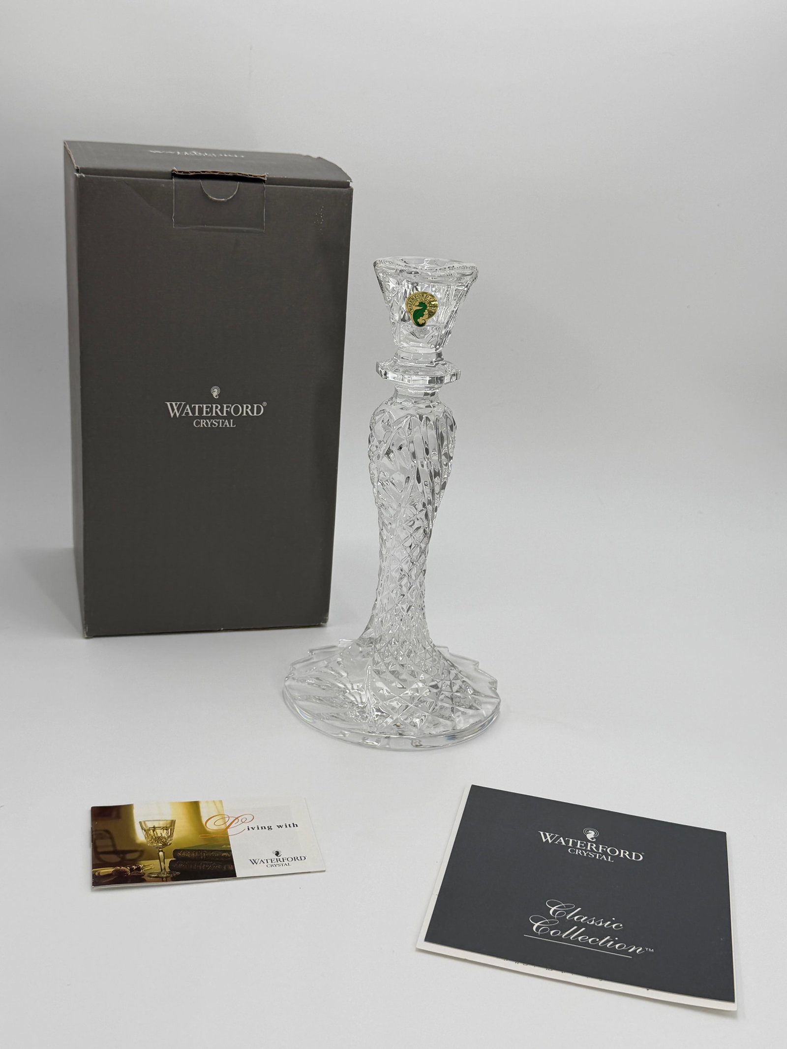 Waterford Crystal Abstract Seahorse Candlestick Holder, INV. 2013: Approx. 10 x 5.125 x 5.125 inches