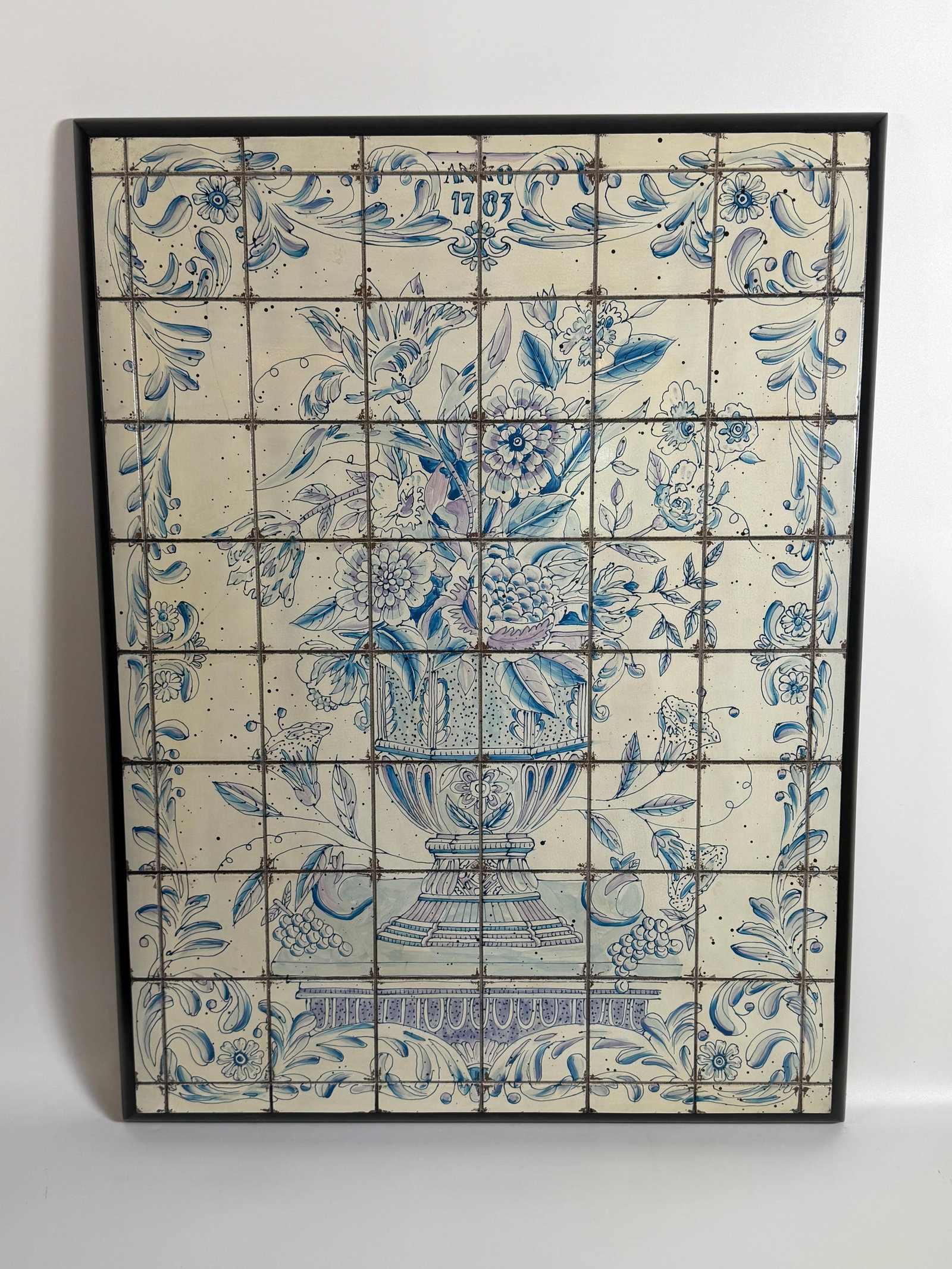 Blue and White Tile Wall Hanging, INV. 346: Approx. 41 x 31 x 1.5 inches