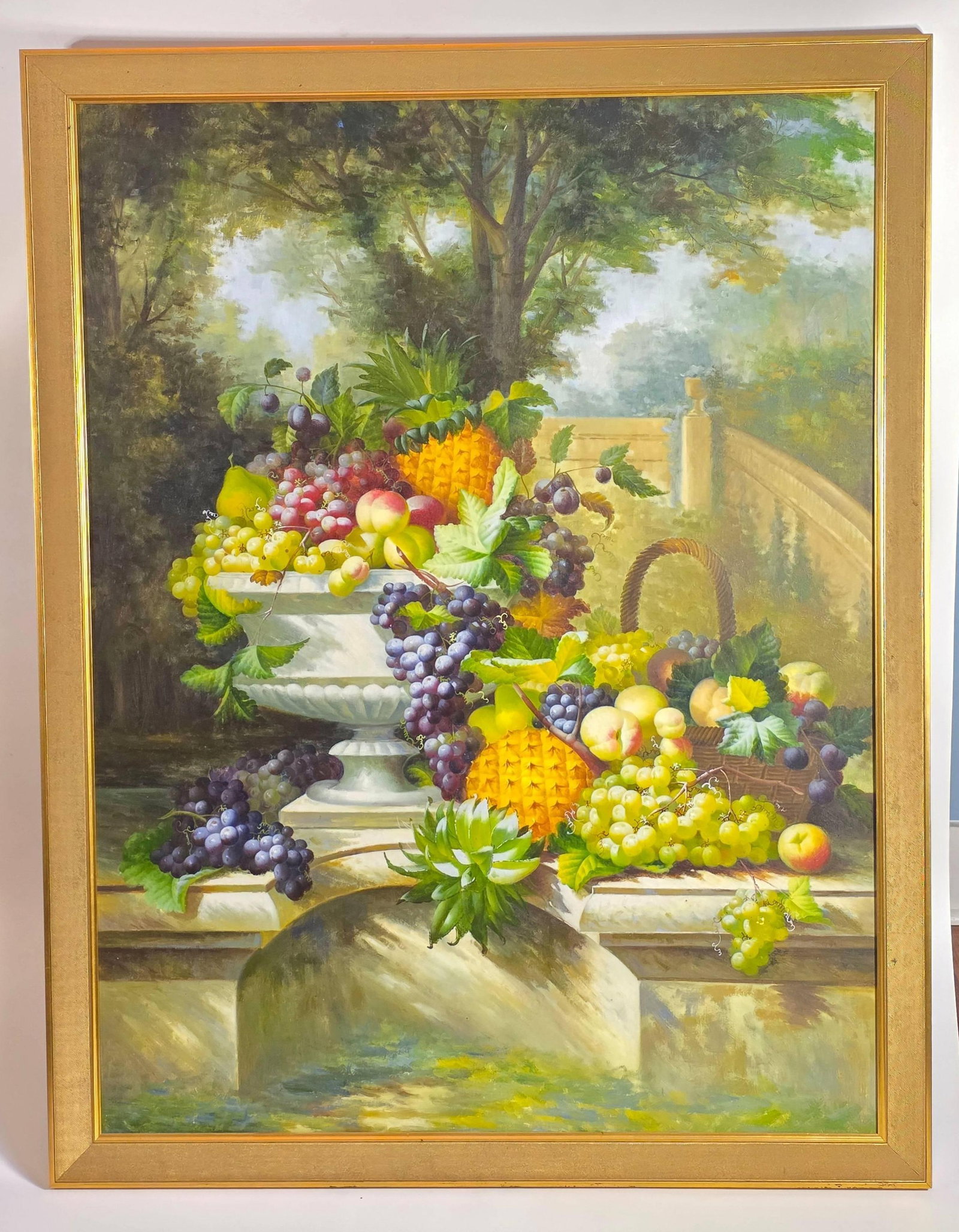 Still Life Oil on Canvas, INV. 813: Apparently unsigned. Frame approx. 51.75 x 40.5 x 1 inches