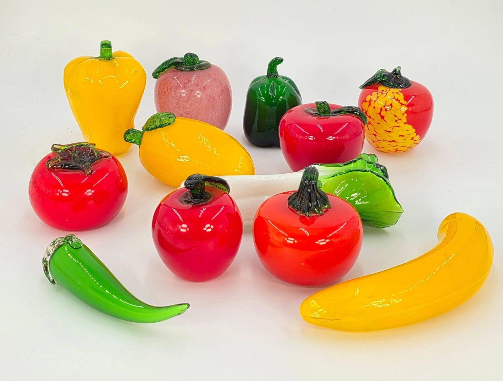 Hand Blown Glass Fruits and Vegetables, INV. 20000: yellow paper 5.5 x 3.5 x 3.5 inches