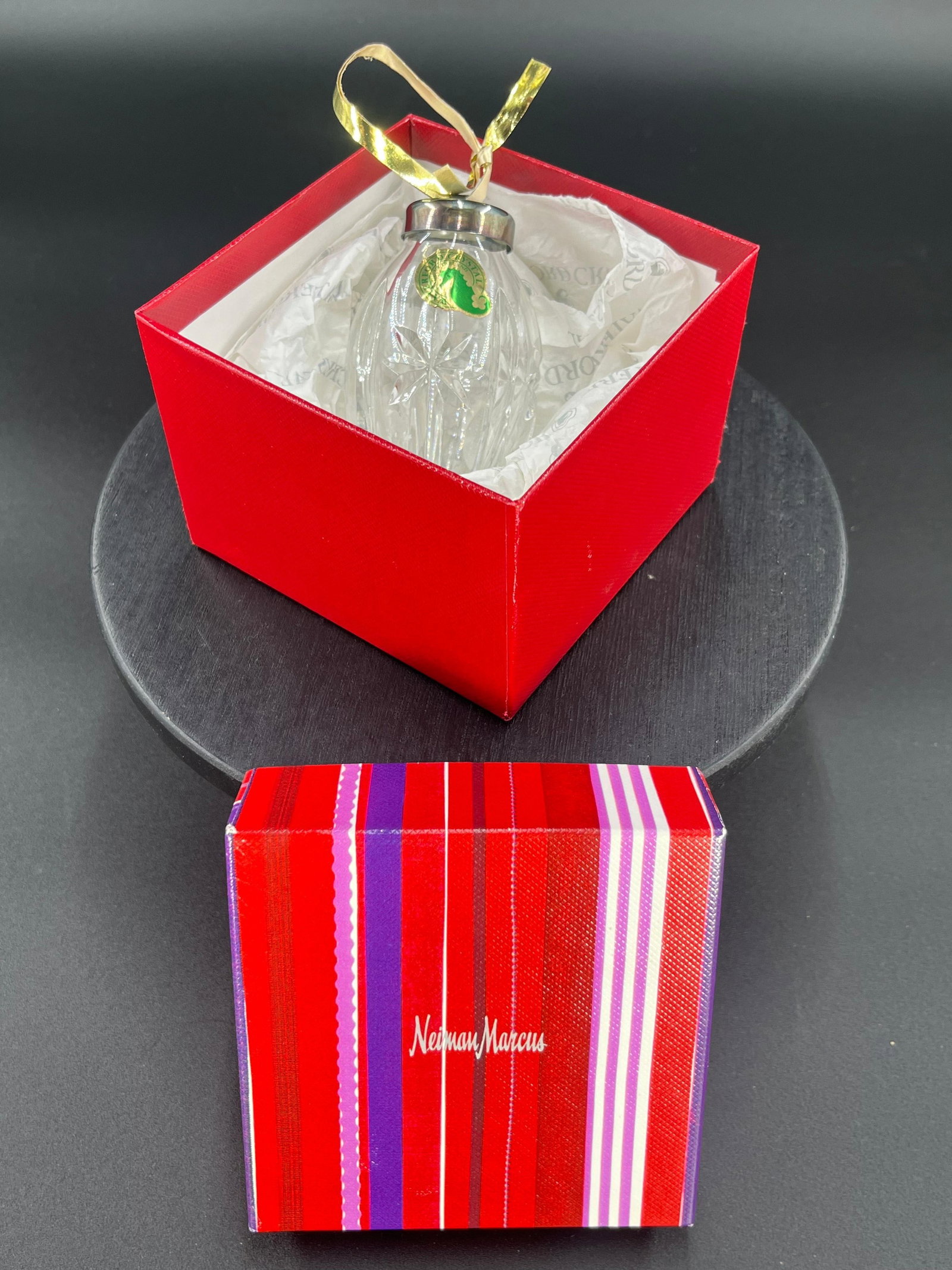 Waterford Crystal 1994 Ornament, Neiman Marcus, in Original Box, INV. 524: With marking. Approx. 3.75 x 2 x 2 inches