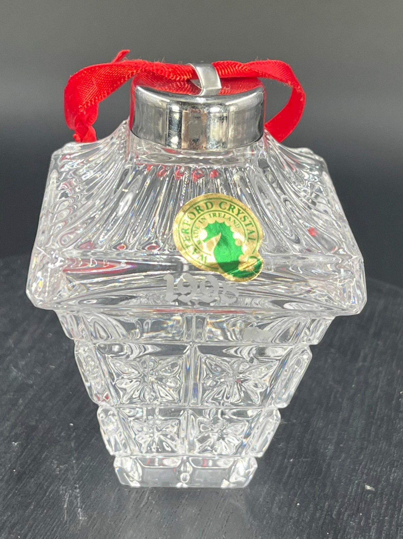 Waterford Crystal 1998 The Cased Cobalt Crystal Ball Ornament in Original Box, INV 525: With marking. Approx. 3.5 x 2.5 x 2.5 inches