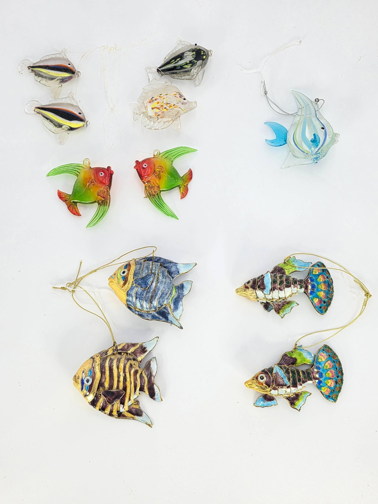 Assorted Glass Fish, INV. 618, 619, 620, 624: largest piece 3 x 3.5 x 2 inches
