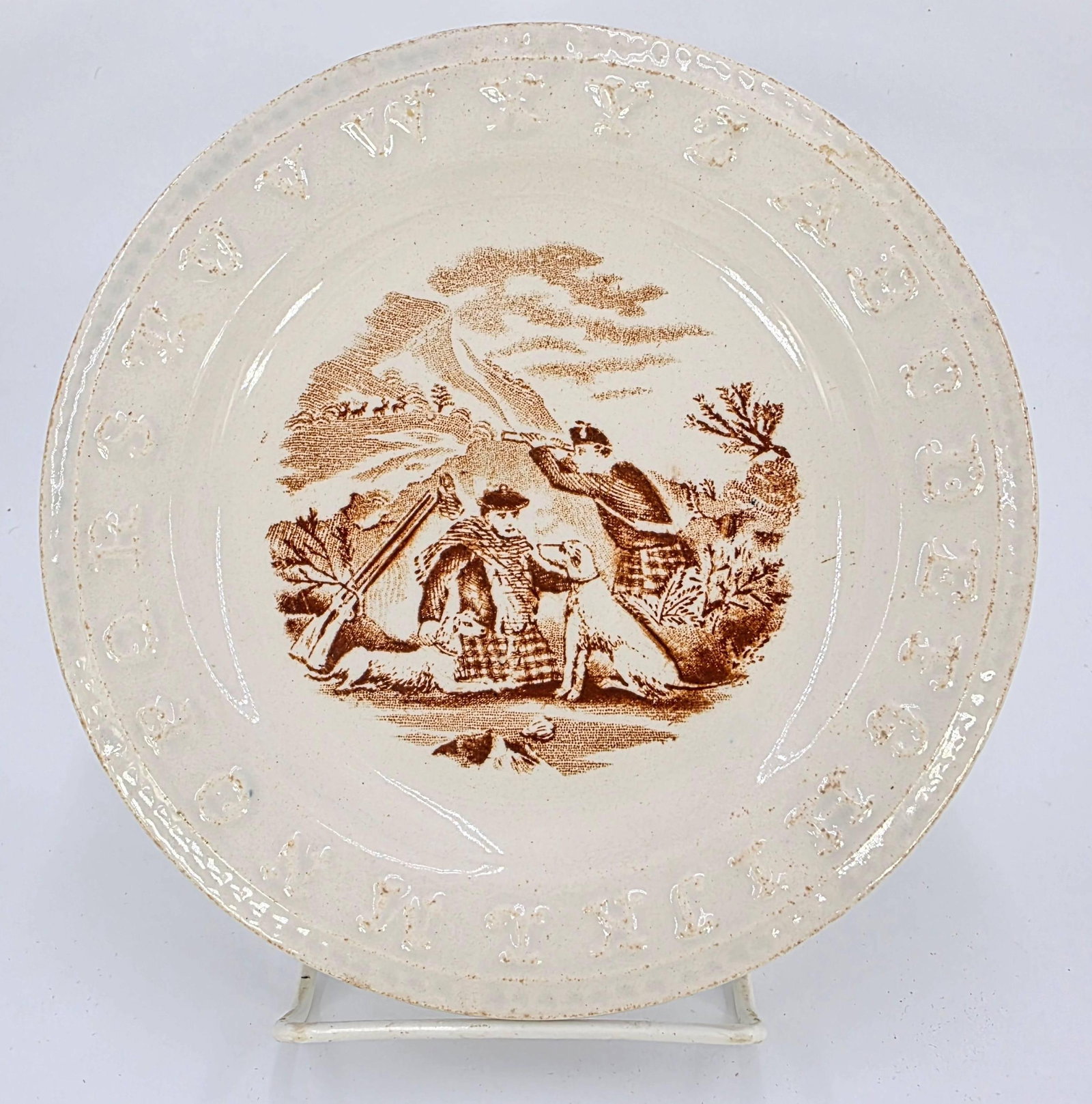 Antique Staffordshire or C.A & Sons Child's ABC Alphabet Plate, INV. 417: diameter 7.5 inches