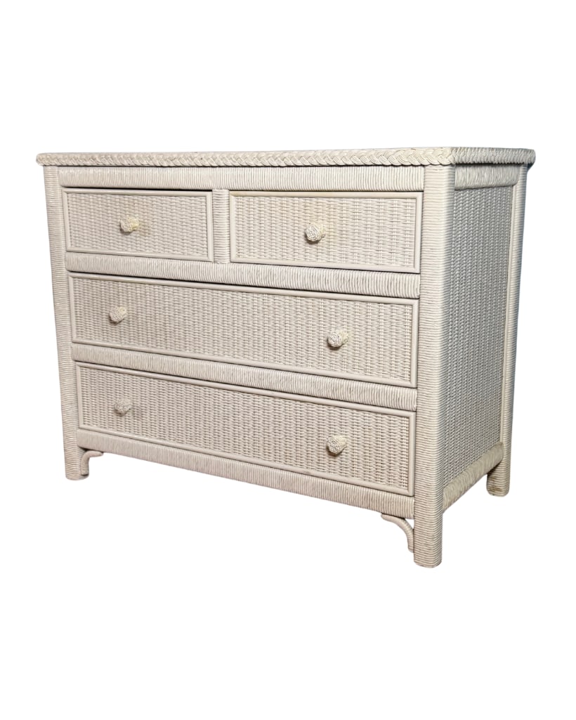 Wicker Chest of Drawers, 4-Drawers, INV. 2: Approx. 38.5 x 30 x 19 inches