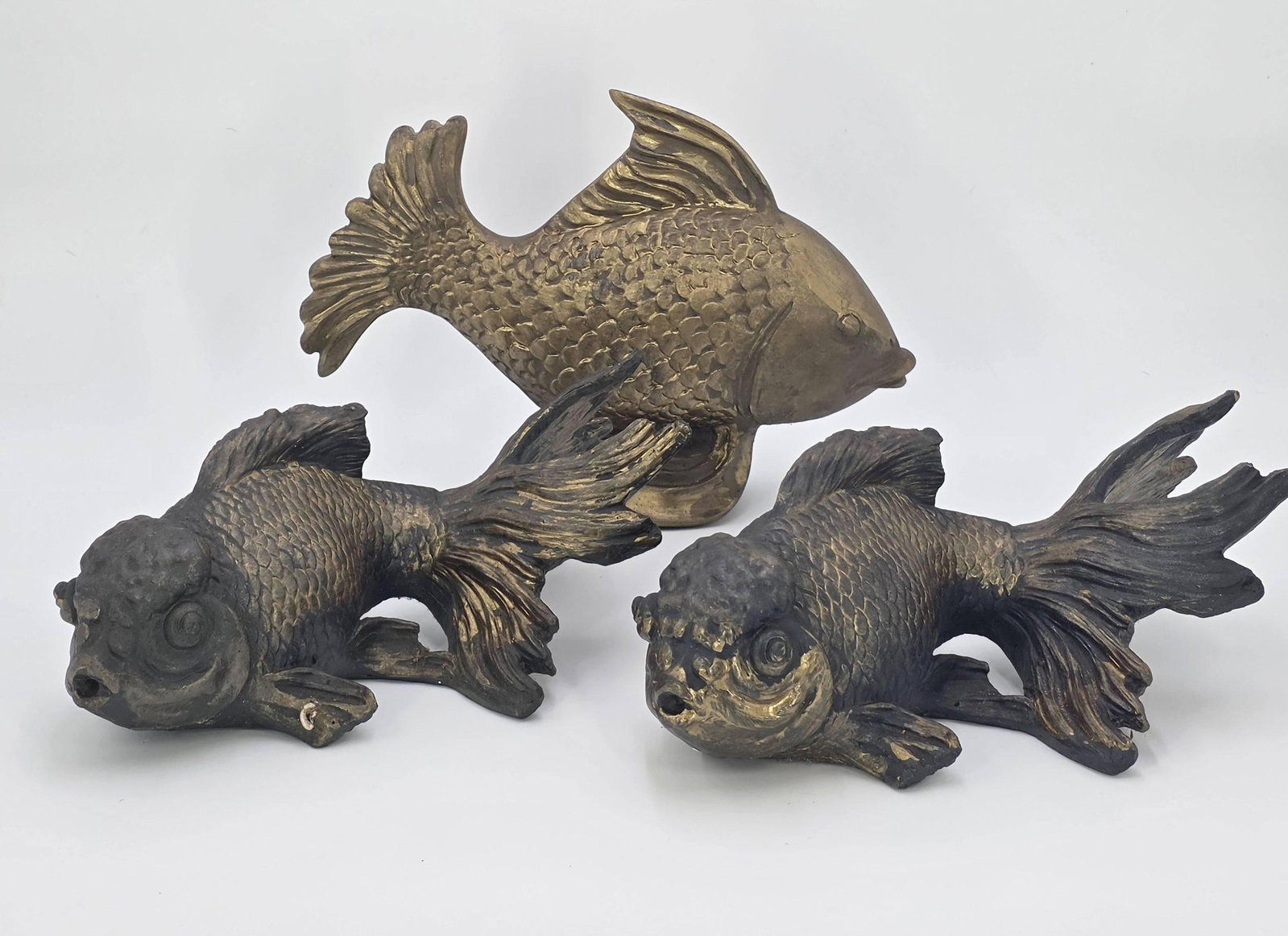 Set of 3 Fish Decor Items, INV. 2014: Largest 8.5 x 12 x 3 inches