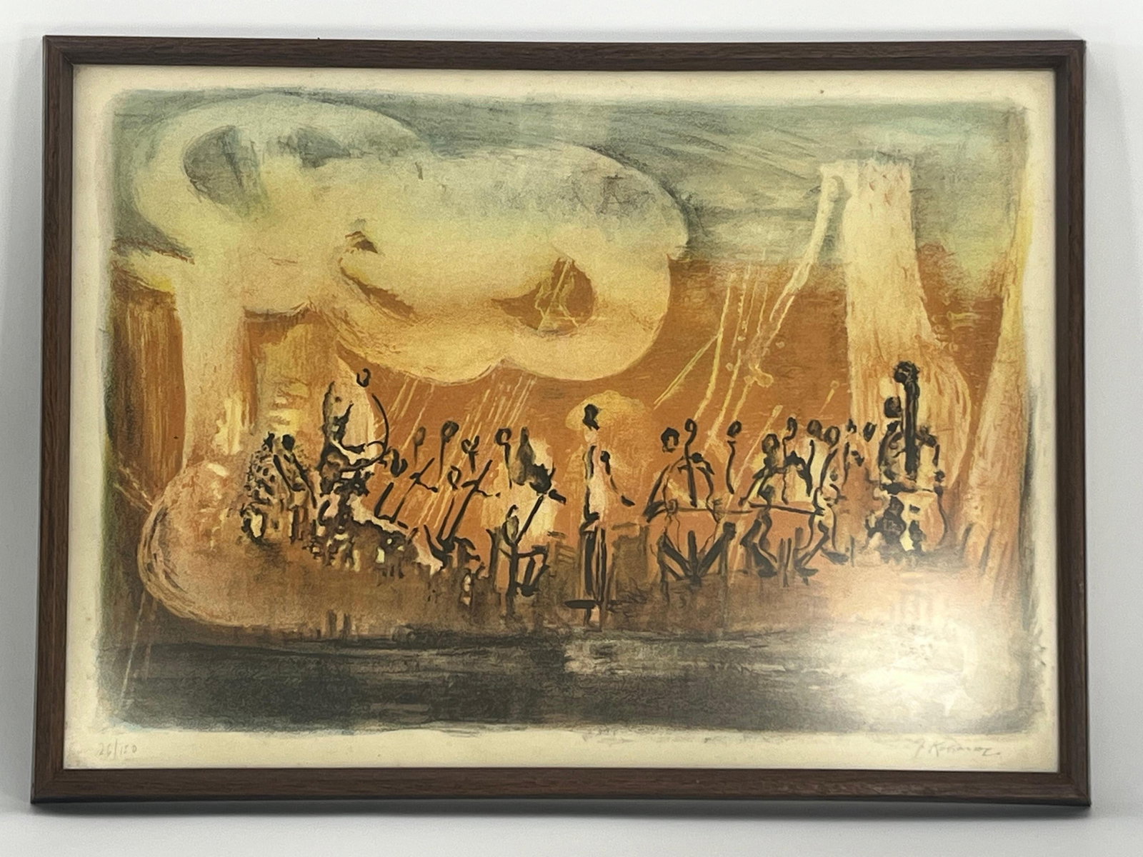 Joseph Kossonogi, Signed Print: Editioned to lower left. Signed to lower right. Frame approx. 14.875 x 20.25 x 1.25 inches