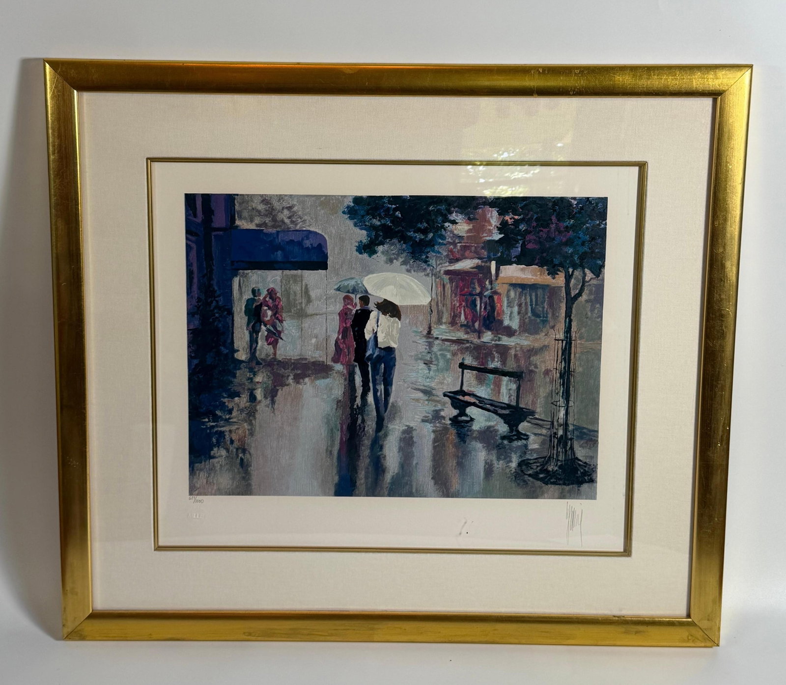 Rainy Day Print by Mark King, Signed and Editioned, INV. 811: Signed to lower right, editioned to lower left. Frame approx. 28.5 x 32.5 x 1.25 inches