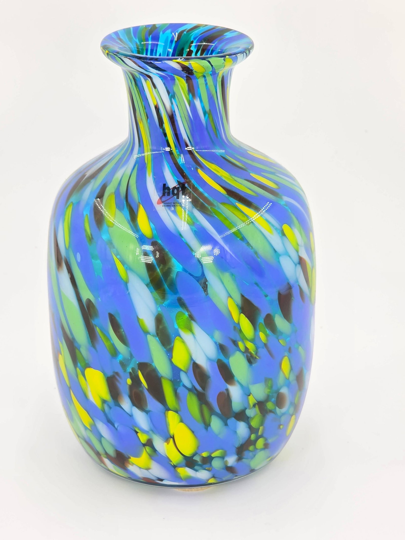 Confetti Style Art Glass Vase, INV. 419: 10.25 x 6.25 x 6.25 inches