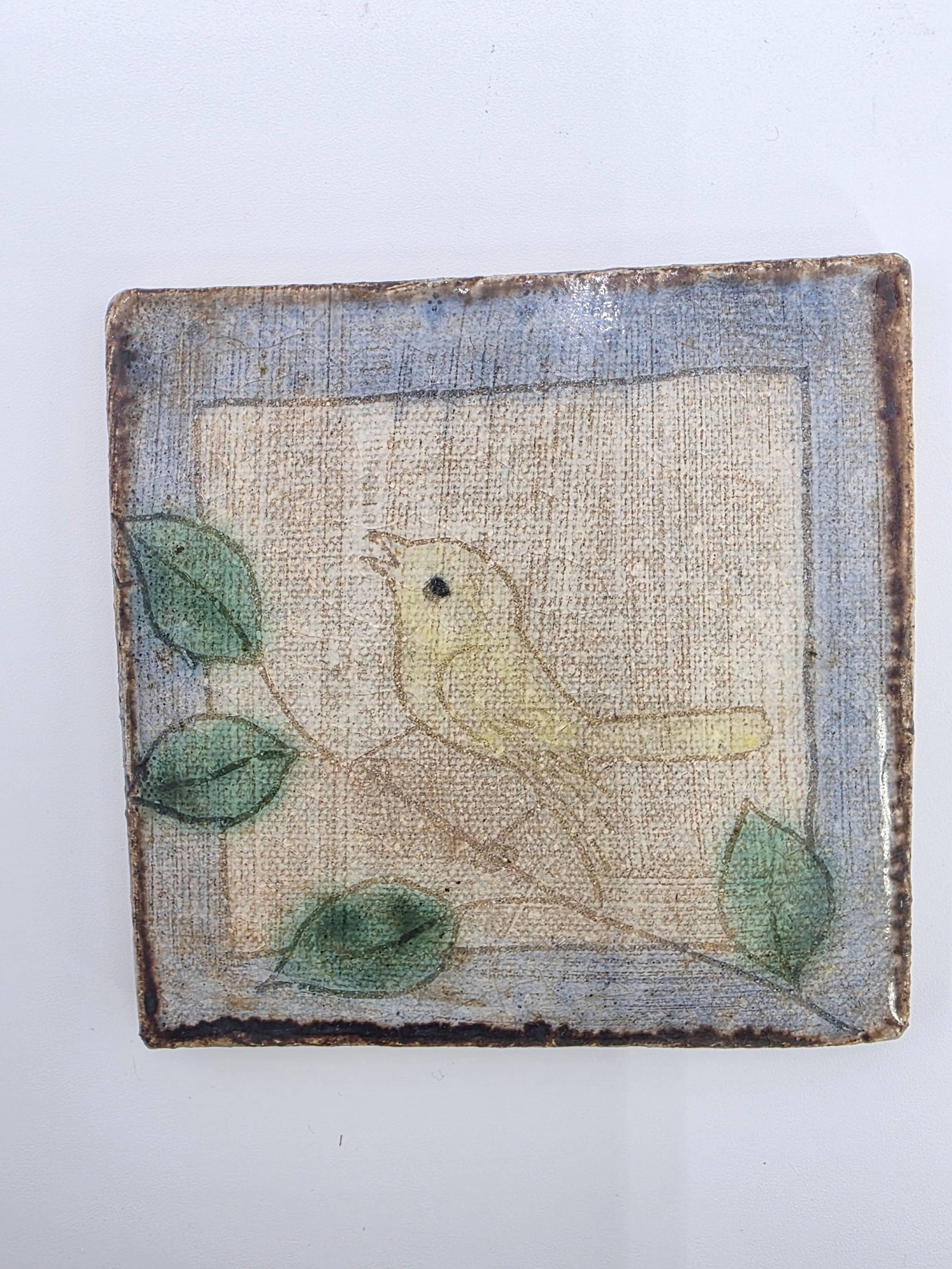 Signed Humble Mill Tile, Fenberg, INV. 473: Stamped Humble Mill to verso. Signed Fenberg to verso. Approx. 3.75 x 3.75 inches.