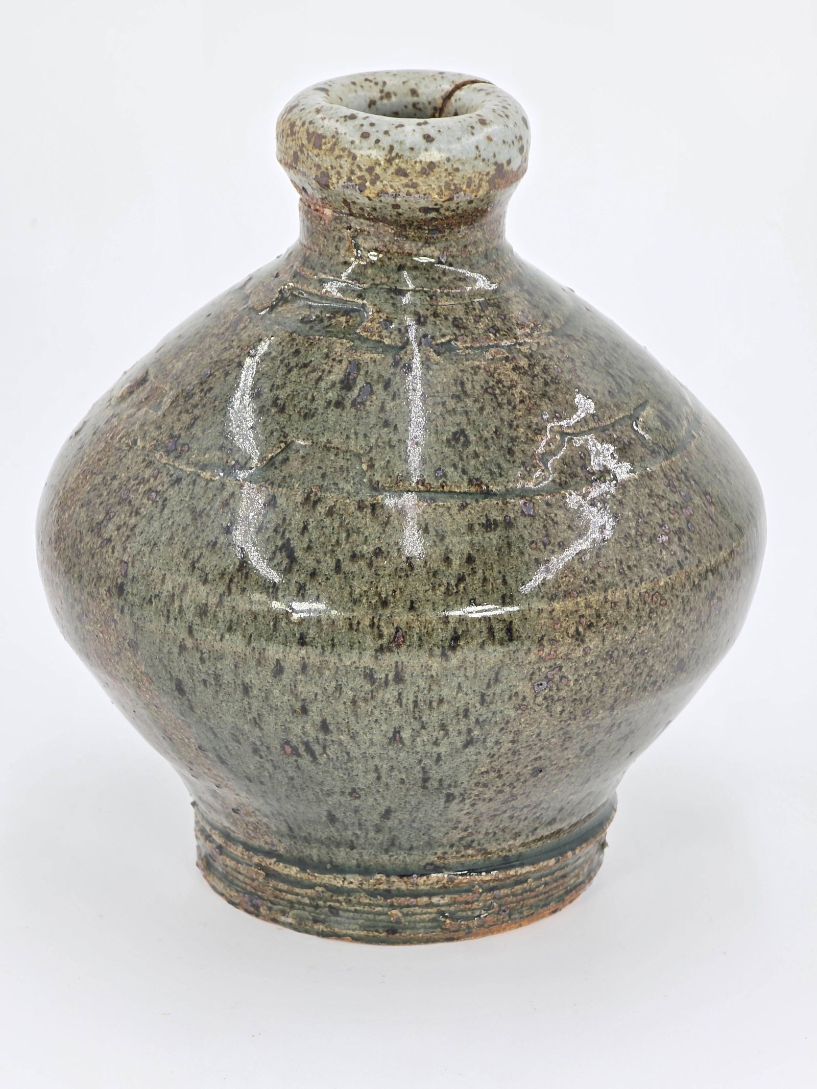 Vintage Jim Rumph Art Pottery Vase, INV. 431: Inscribed to bottom. 6.25 x 5.5 x 5.5 inches. diameter of base 3.25 inches