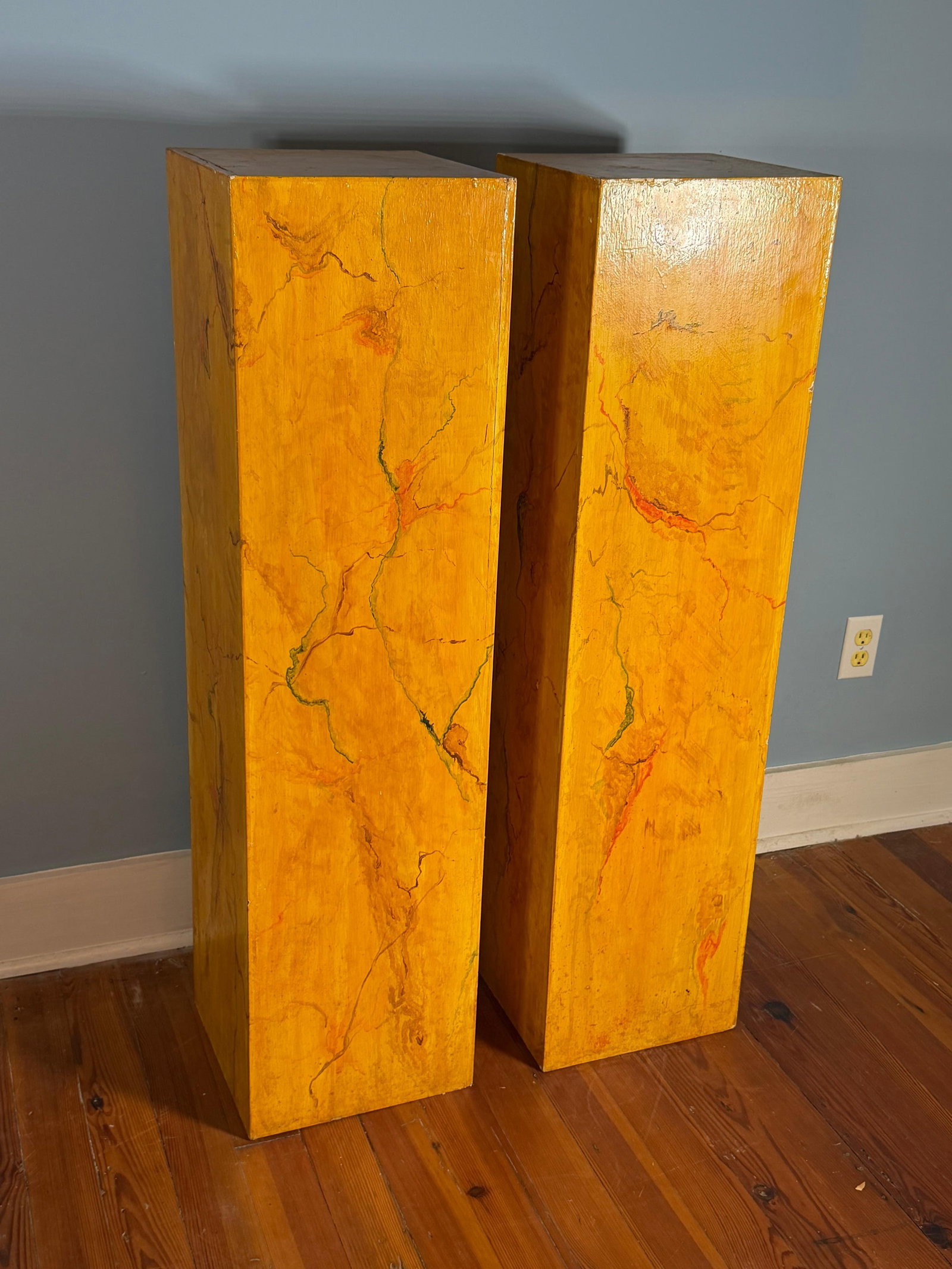 Pair of Painted Pedestals, INV. 891, 892: Both approx. 46 x 12 x 12 inches