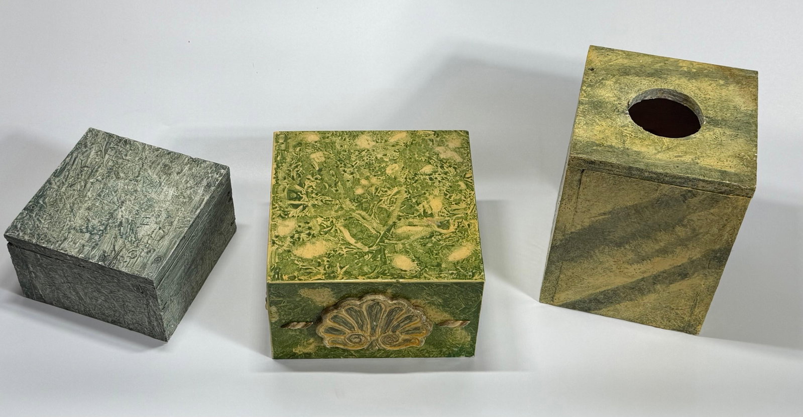 3 Painted Boxes / Small Pedestals, INV. 895A: Largest approx. 11 x 8 x 8 inches