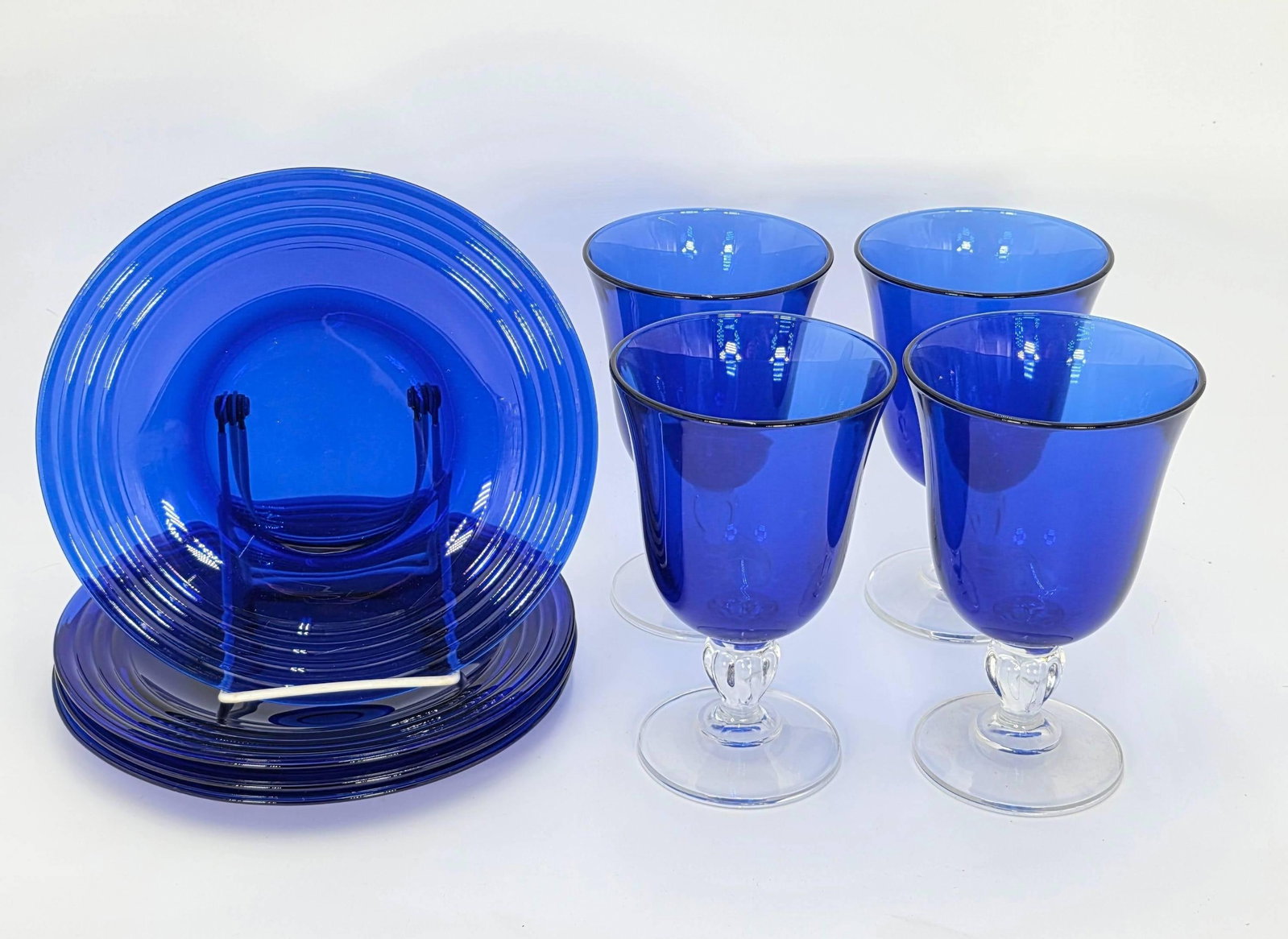 Assorted Cobalt Blue Plates and Glasses, INV. 248 (1 of 2)